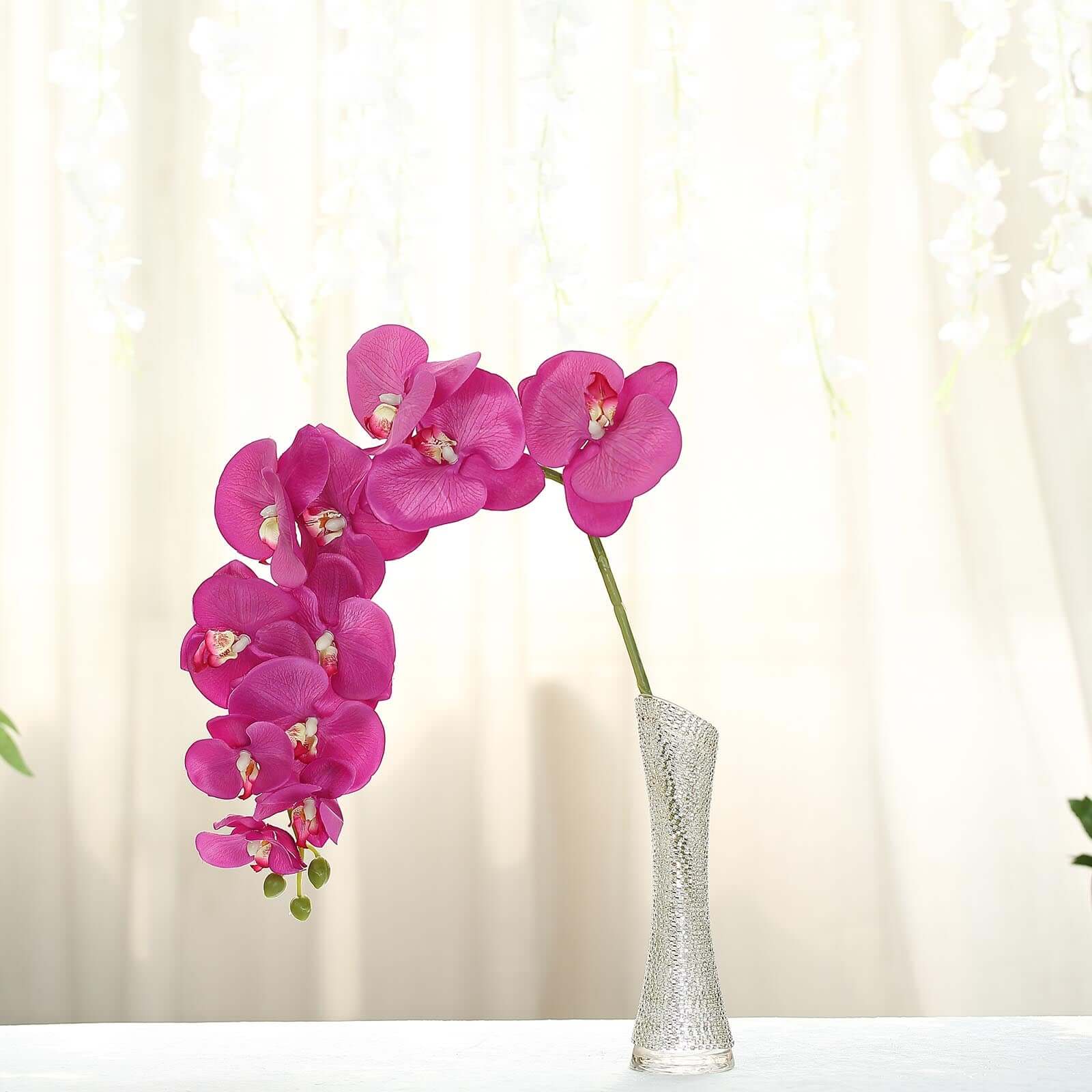 2 Stems 40 Tall Fuchsia Artificial Silk Orchid Flower Bouquets
