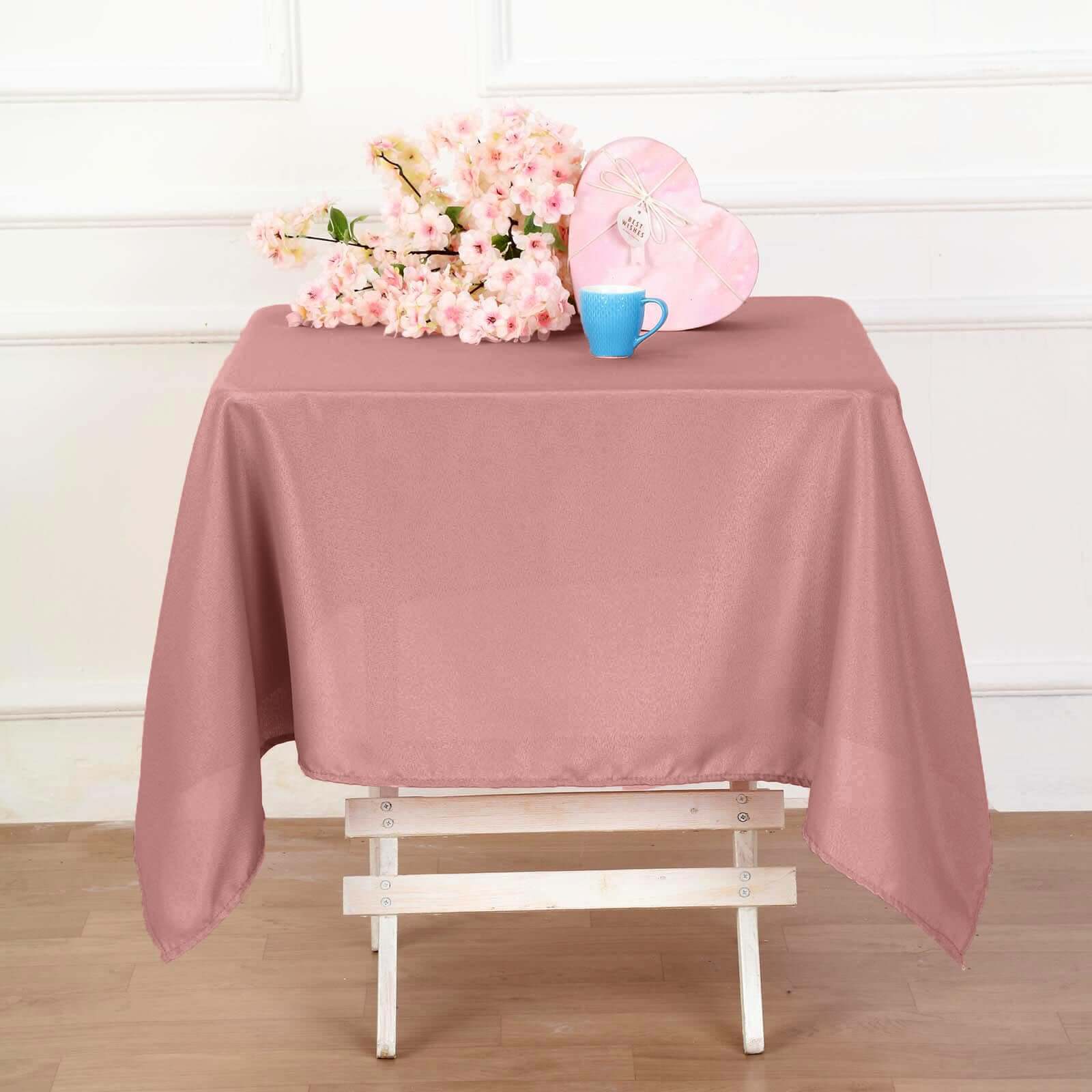 Polyester Square 54x54 Tablecloth Dusty Rose - Wrinkle-Resistant & Durable Table Cover