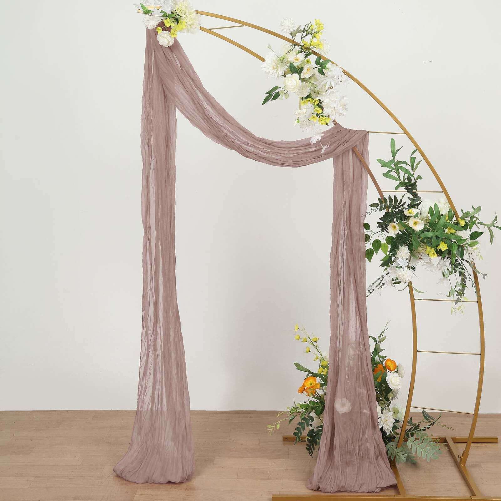 20ft Dusty Rose Gauze Cheesecloth Fabric Wedding Arch Drapery, Window Scarf Valance, Boho Decor Arbor Curtain Panel