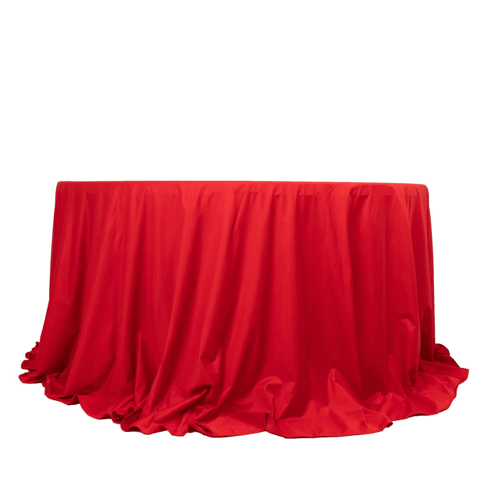 Premium Scuba Round 132 Tablecloth Red - Wrinkle Free & Stain Resistant Seamless Table Cover