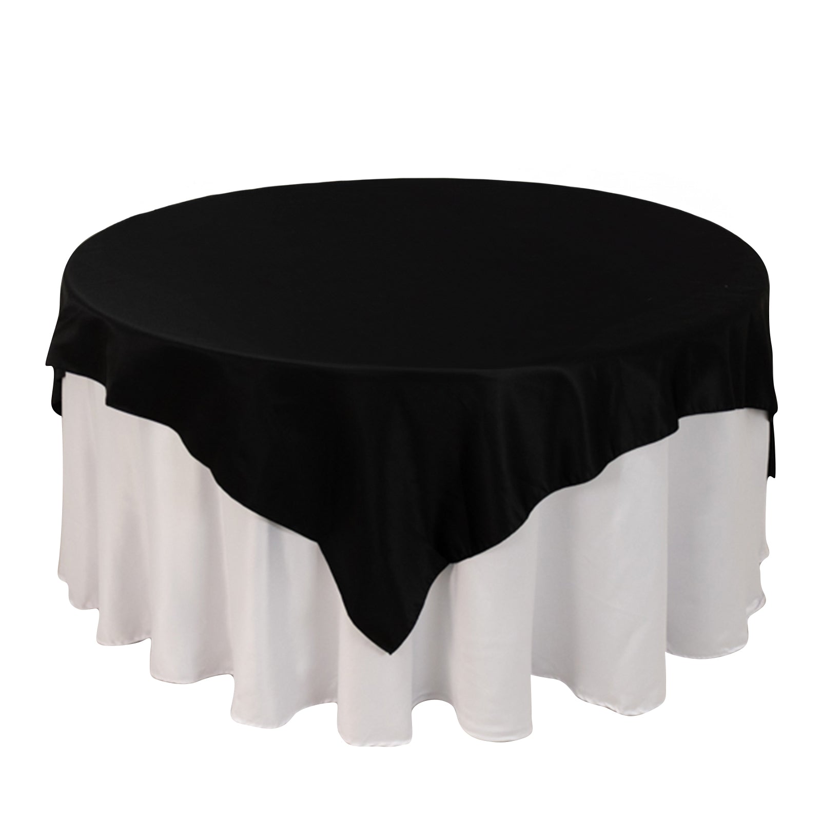 Lamour Satin 72x72 Table Overlay Square Tablecloth Black - Smooth Finish for Luxurious Events