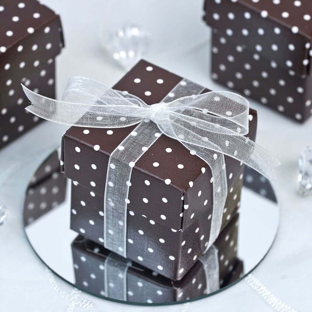 100 Pack 2 Chocolate White Polka Dot Party Favor Candy Gift Boxes
