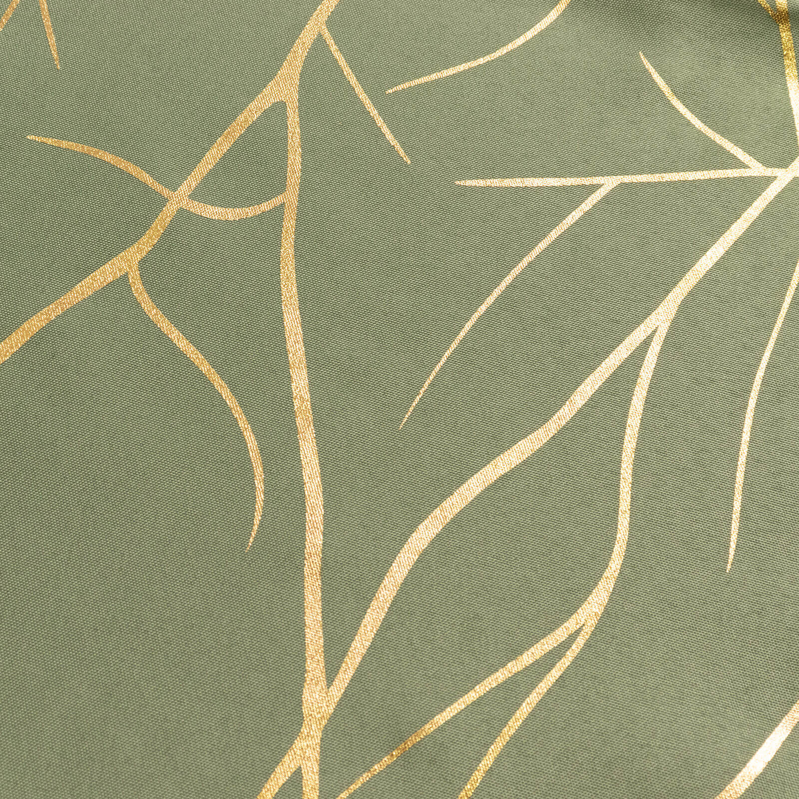 Polyester 120 Round Tablecloth Dusty Sage Green with Gold Foil Tree Branch Pattern - Wrinkle-Resistant Seamless Table Cover for Classy Events