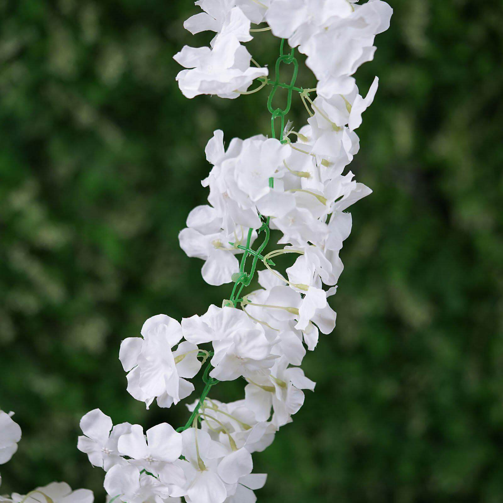 7ft White Artificial Silk Hydrangea Hanging Flower Garland Vine