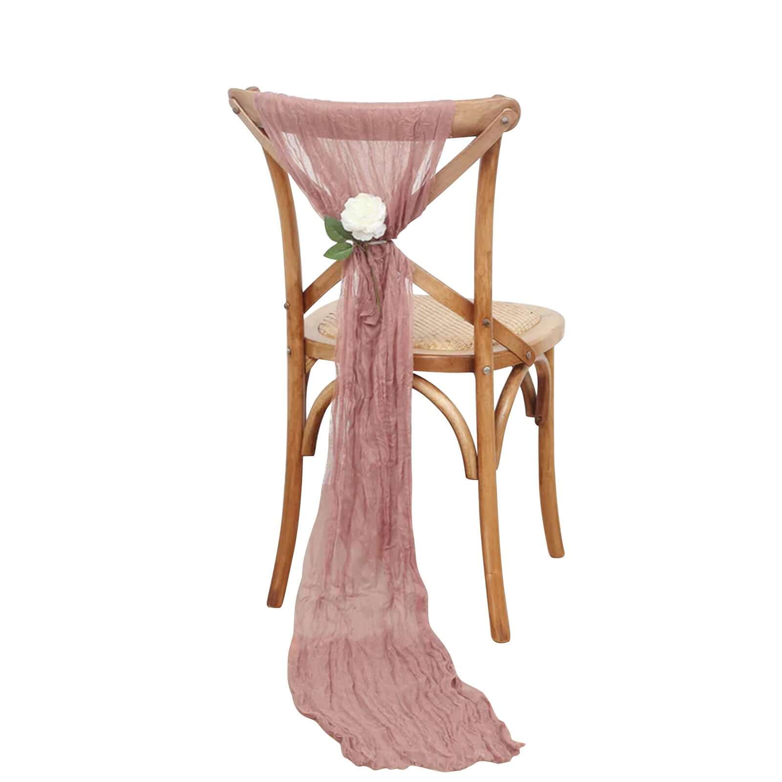 5 Pack Cheesecloth Gauze 16x88 Chair Sashes Dusty Rose - Stylish Boho Decor for Weddings & Gatherings