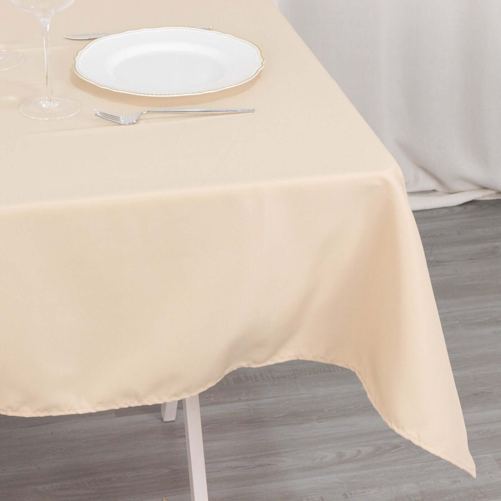 Premium Polyester 54x54 Square Tablecloth Beige - Stain and Wrinkle-Resistant 220GSM Table Cover