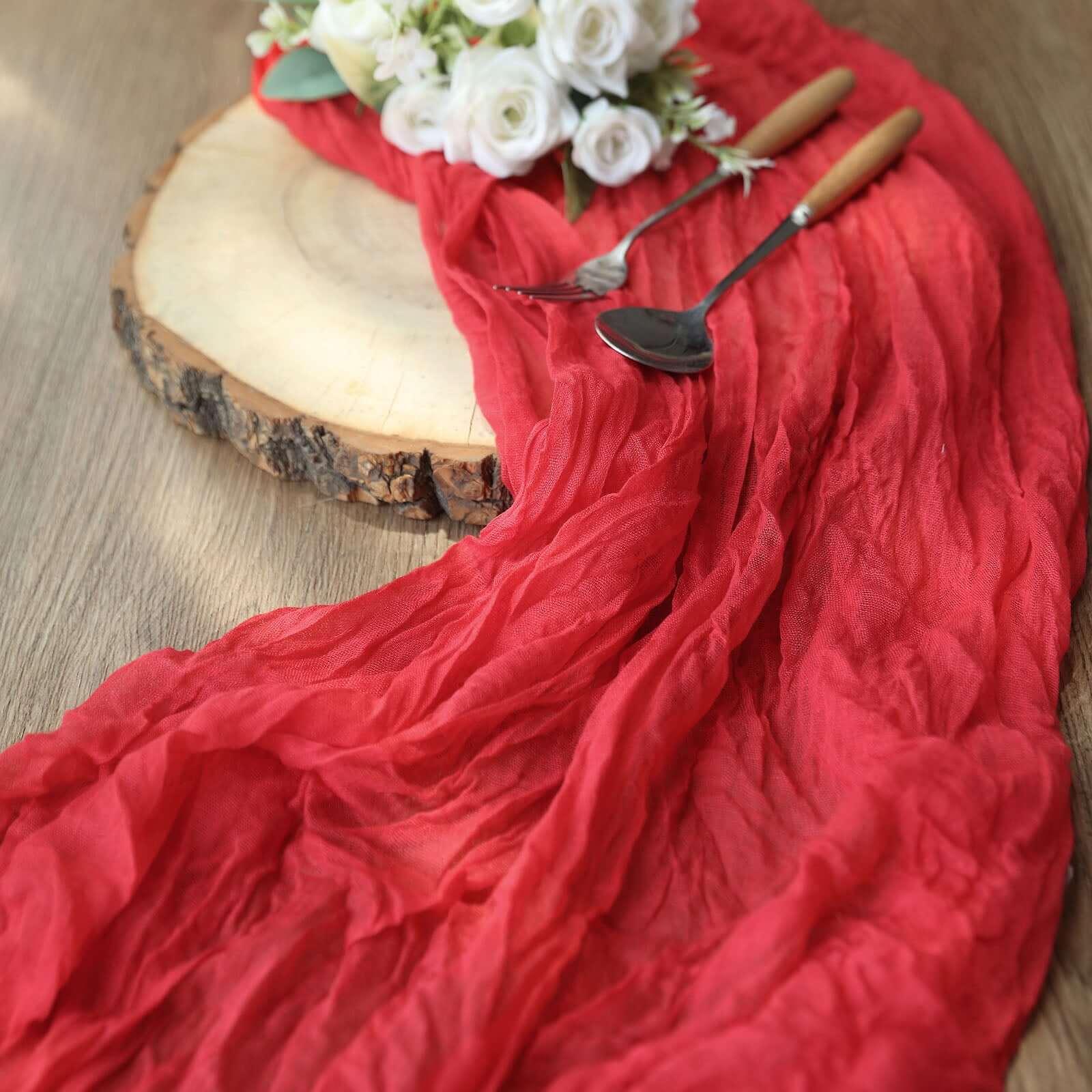 Gauze Cheesecloth 10ft Table Runner Red - Rustic Boho Style