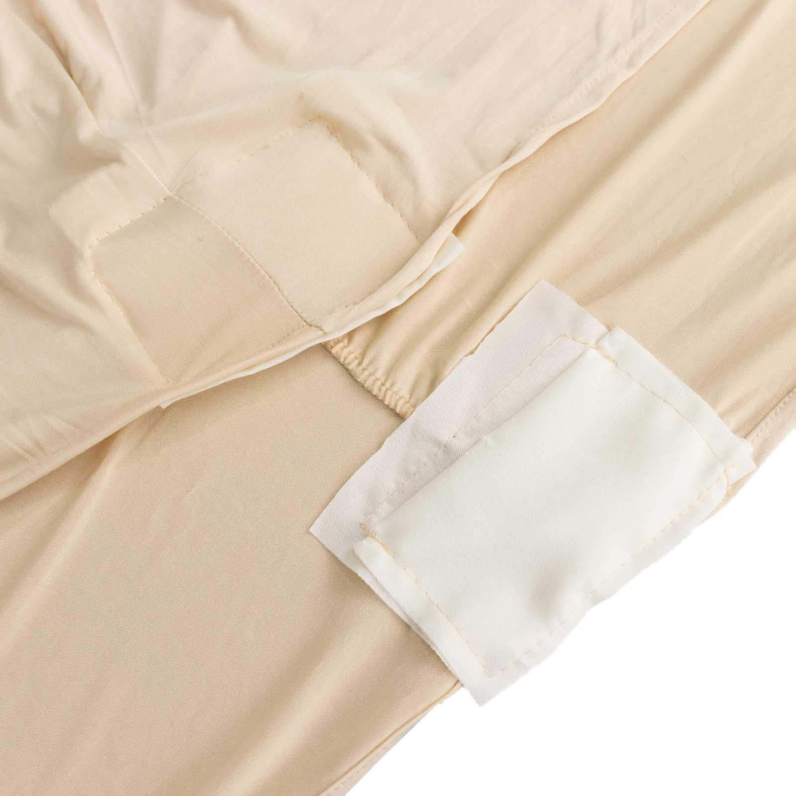 Stretch Spandex 48x30 Rectangle Tablecloth Beige - Durable Form-Fitting Table Cover