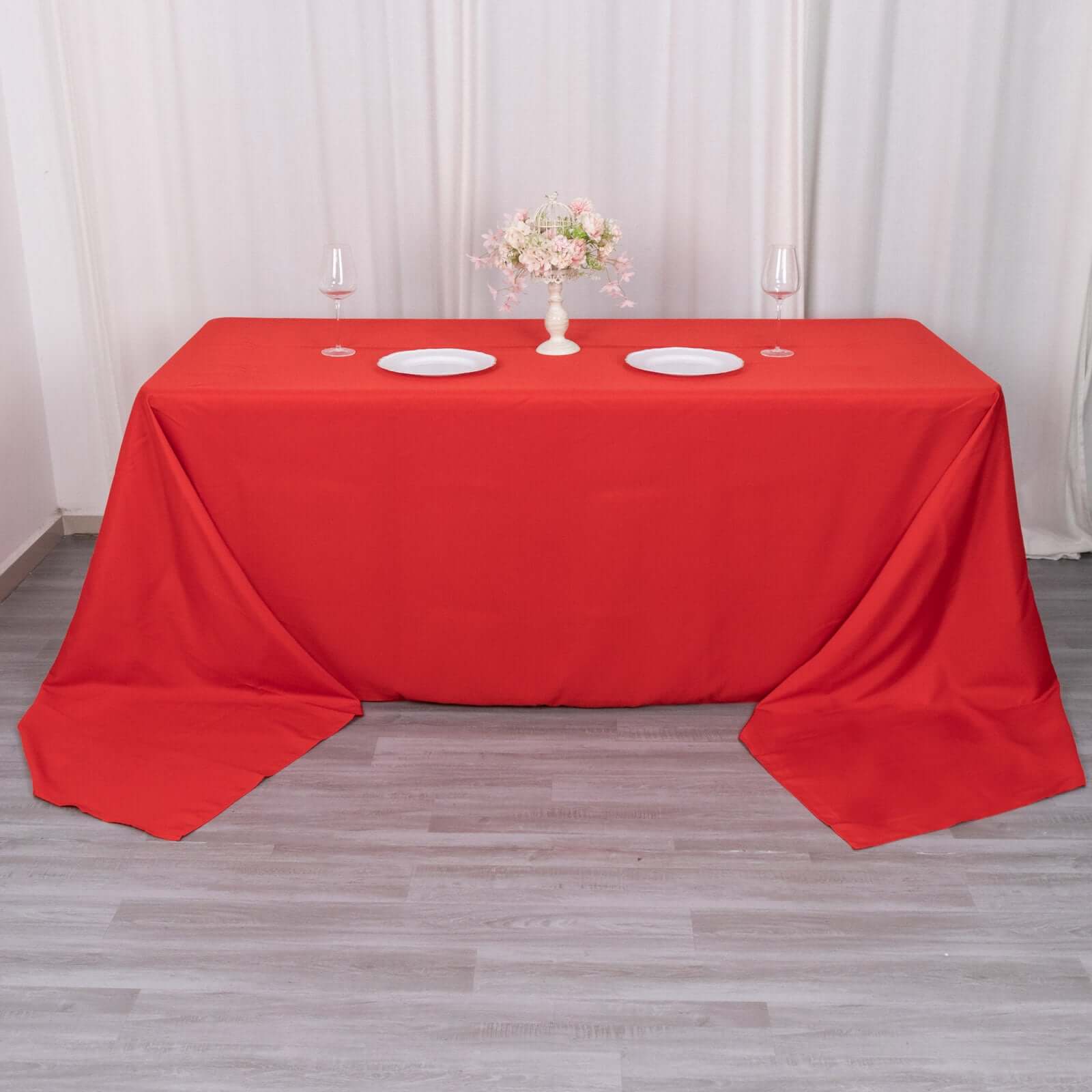 Premium Polyester 90x156 Rectangle Tablecloth Red - Seamless 220GSM Stain-Resistant Table Cover