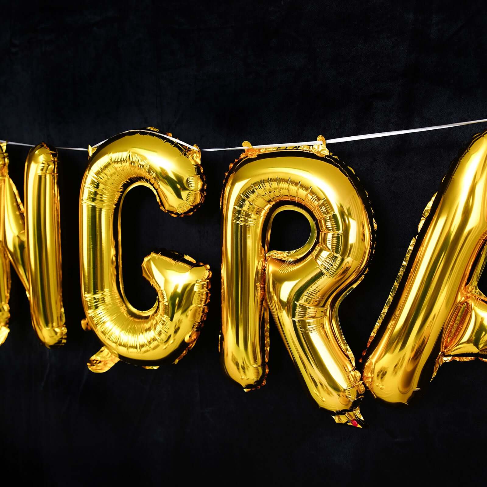 13 Ready-To-Use Shiny Gold Congrats Mylar Foil Balloon Banner Sign