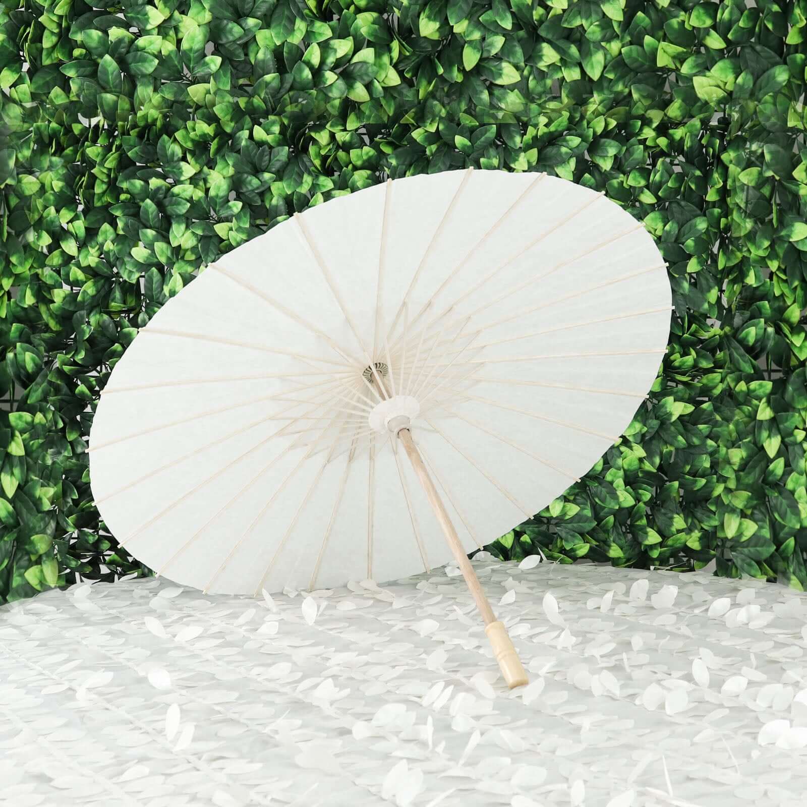 2-Pack Paper and Bamboo Parasol Umbrellas White - Perfect Bridal Shower Photo Props and Table Decorations 32