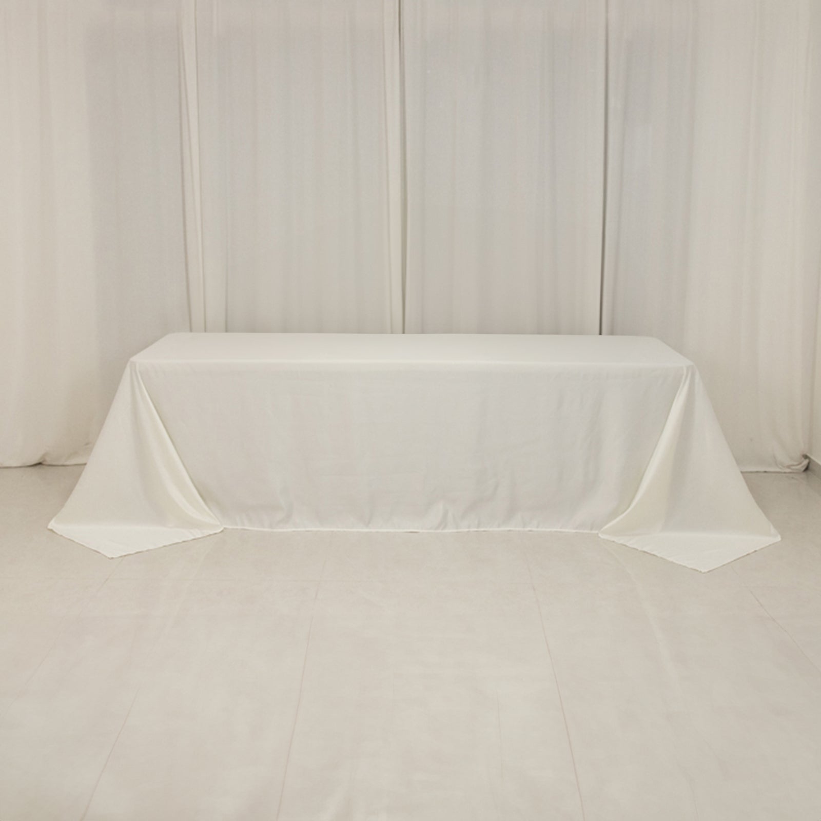 Lamour Satin 90x156 Rectangle Tablecloth Ivory - Luxurious, Soft Seamless Table Cover