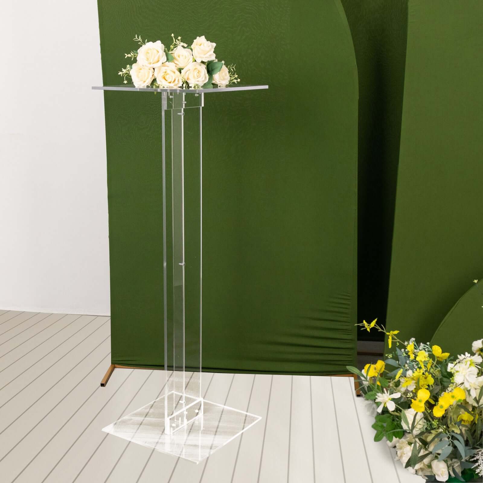 Acrylic Wedding Aisle Display Stand Flower Pedestal with Square Bases Clear - Durable 10mm Thick Centerpiece for Events 46