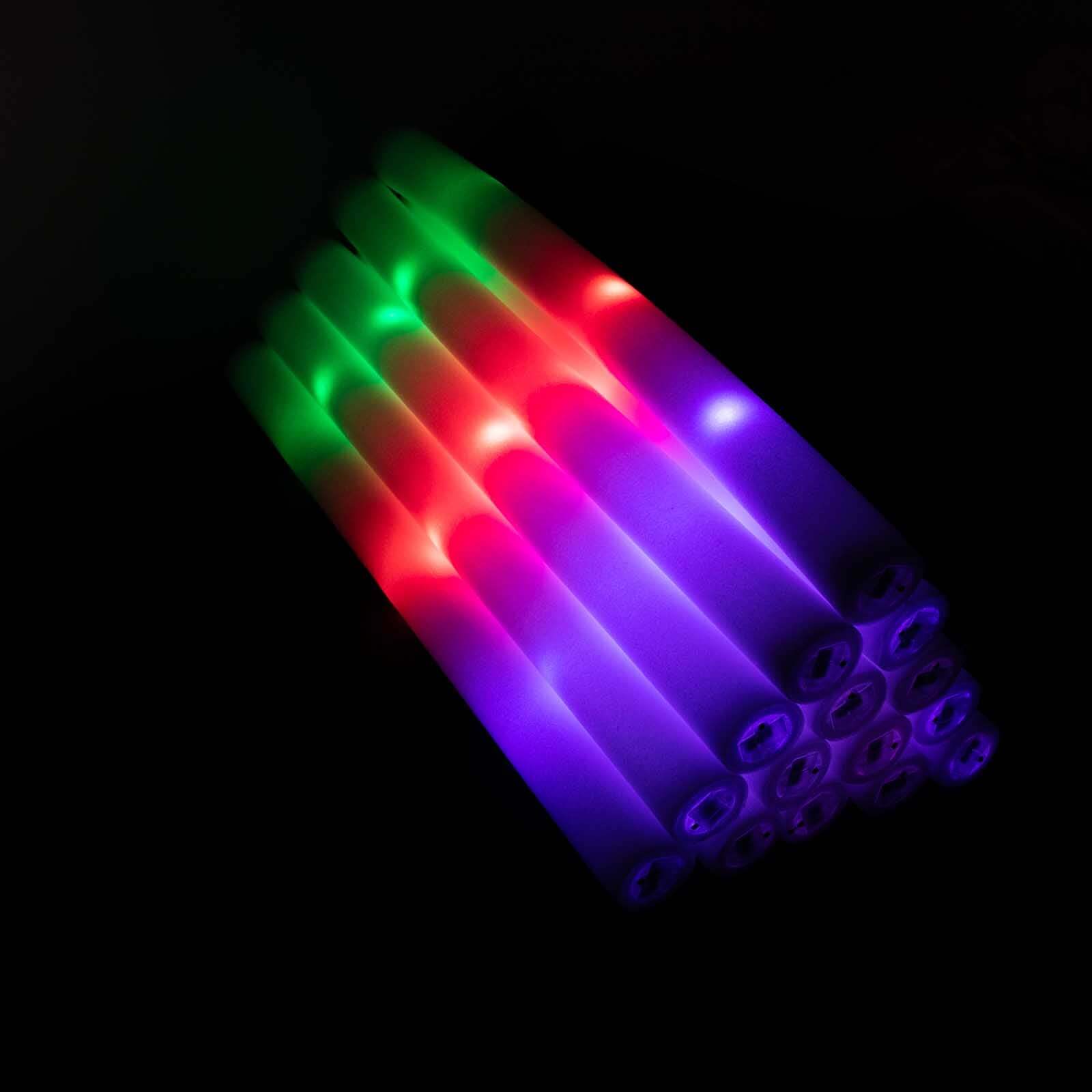 20 Pack Multicolor LED Foam Party Glow Sticks With 3 Flashing Modes, 19 Reusable Battery Operated Light Sticks