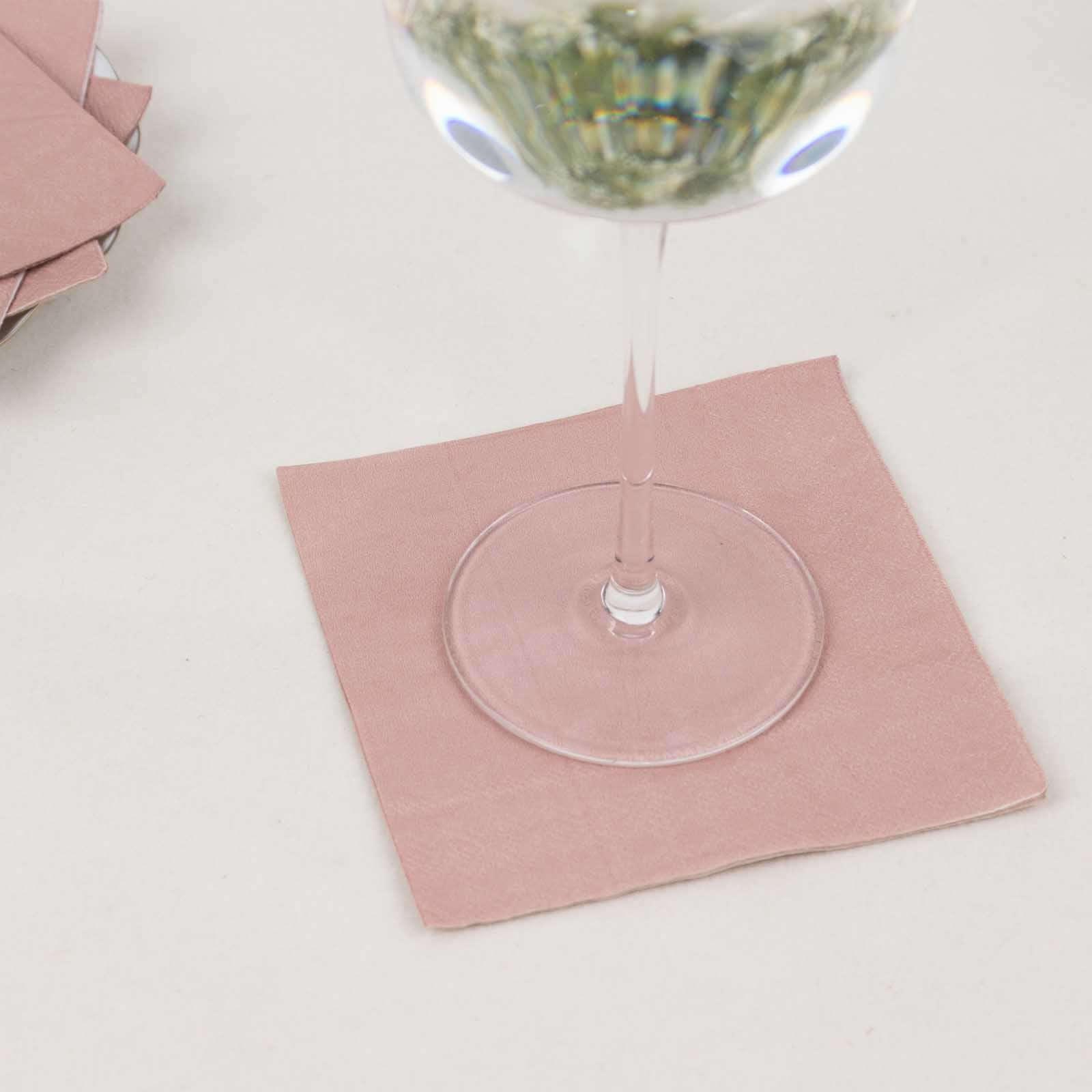 50-Pack Paper Beverage Napkins Dusty Rose - 2 Ply Disposable Soft 18GSM Cocktail Napkins 5x5