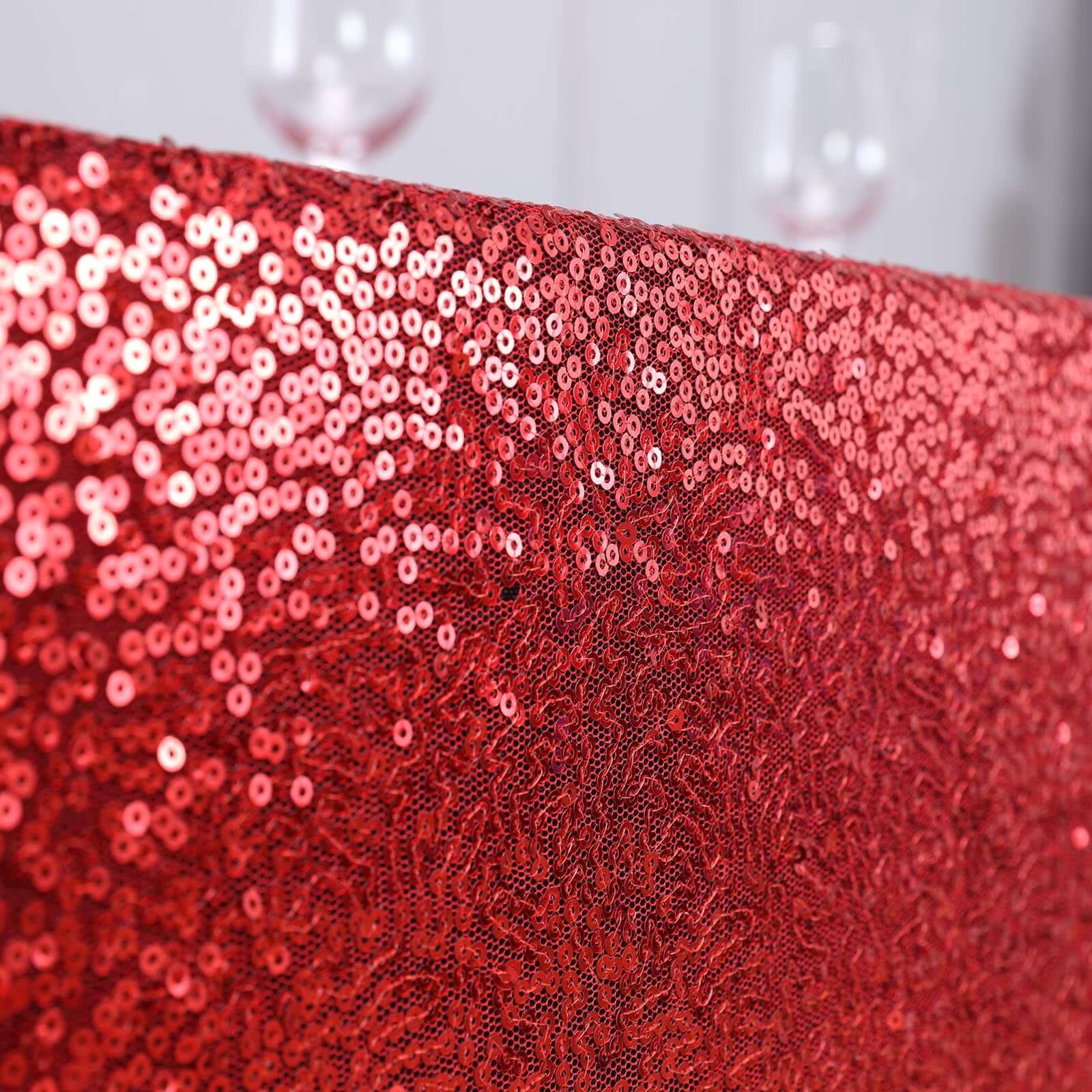 Sequin 90x156 Rectangle Tablecloth Red - Seamless Twinkling Table Cover