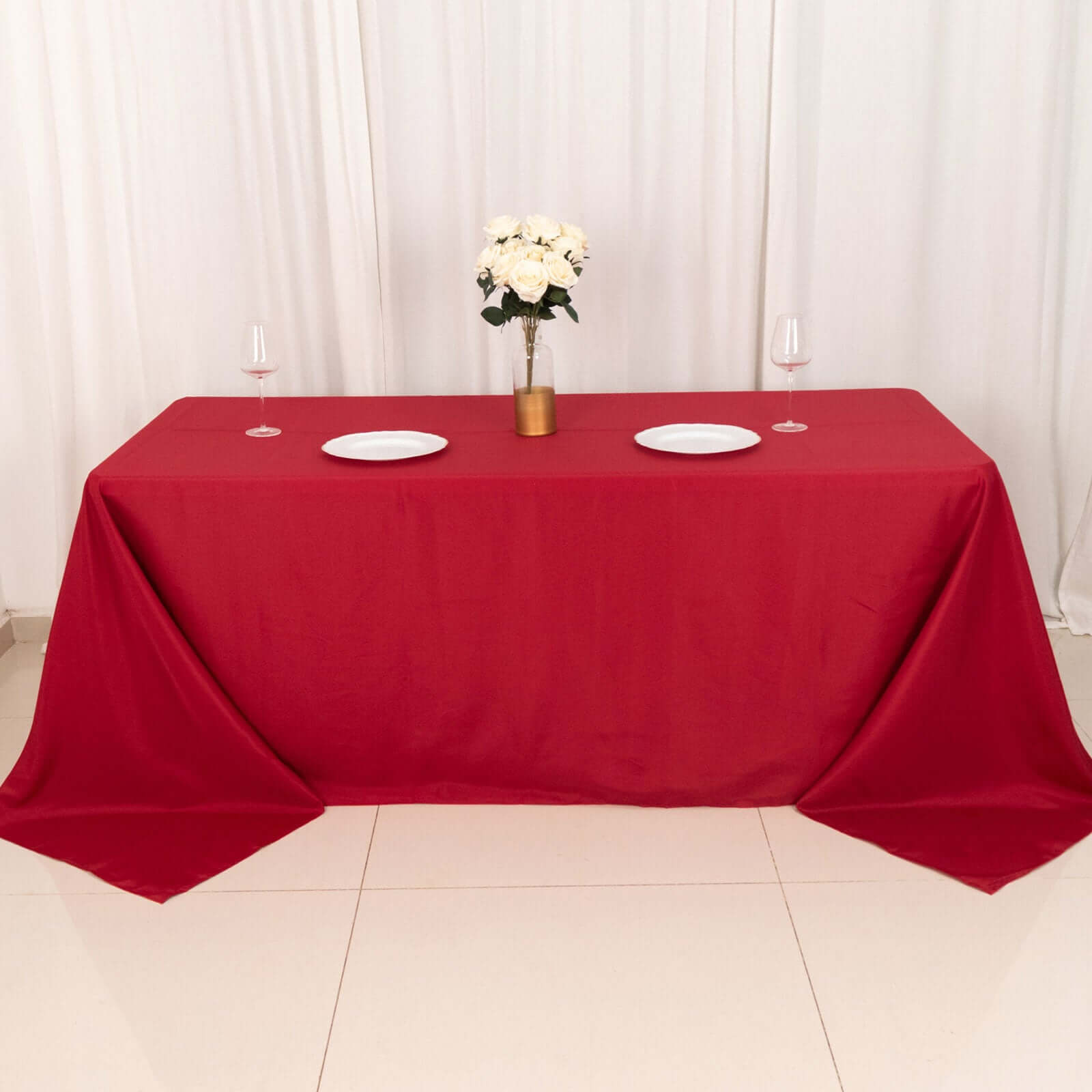 Polyester 90x132 Rectangle Tablecloth Wine - Seamless Wrinkle-Resistant Table Cover