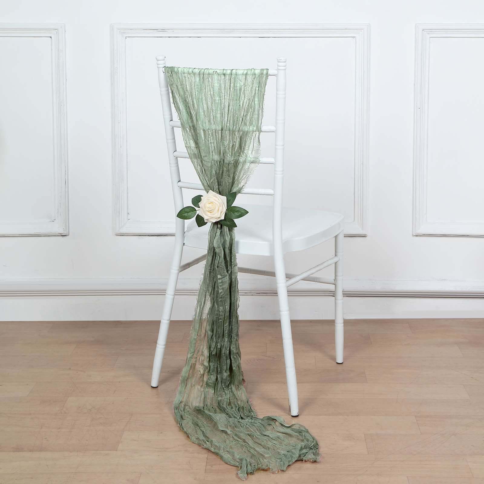 5 Pack Cheesecloth Gauze 16x88 Chair Sashes Dusty Sage Green - Boho Chair Decorations