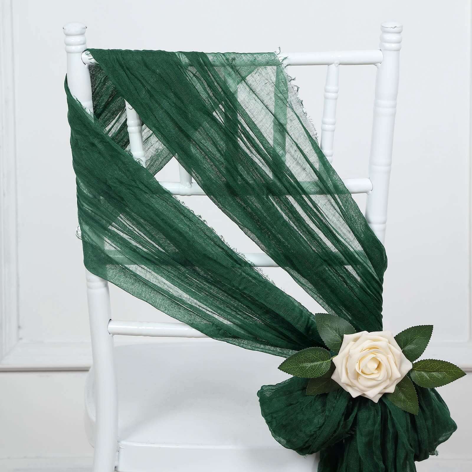 5 Pack Cheesecloth Gauze 16x88 Chair Sashes Hunter Emerald Green - Boho Chair Decorations