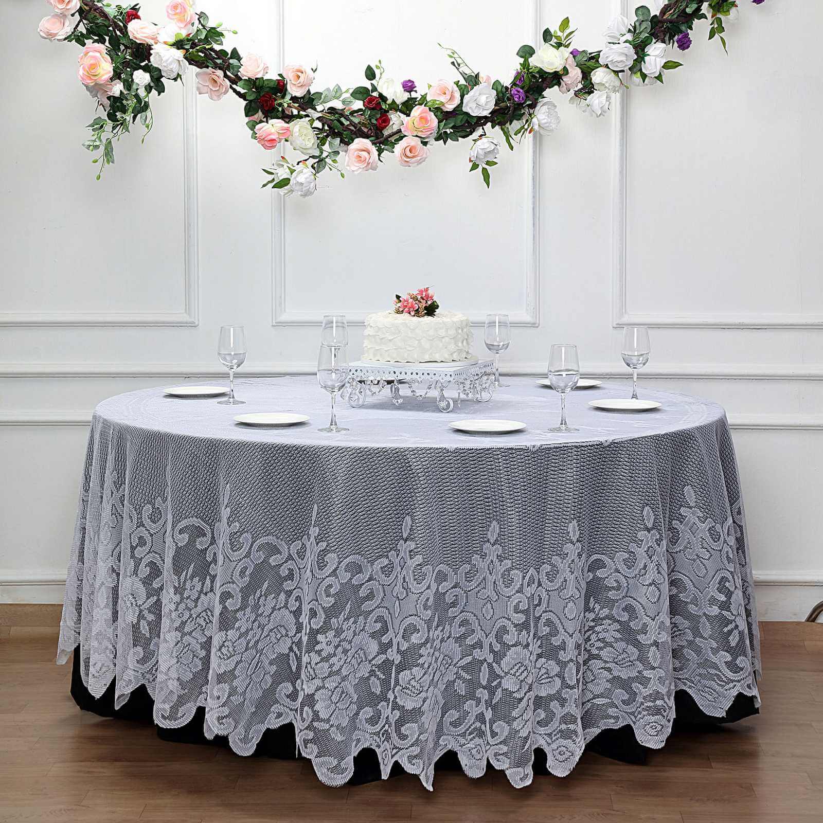 Lace 120 Round Tablecloth White - Seamless Premium Design for Upscale Celebrations