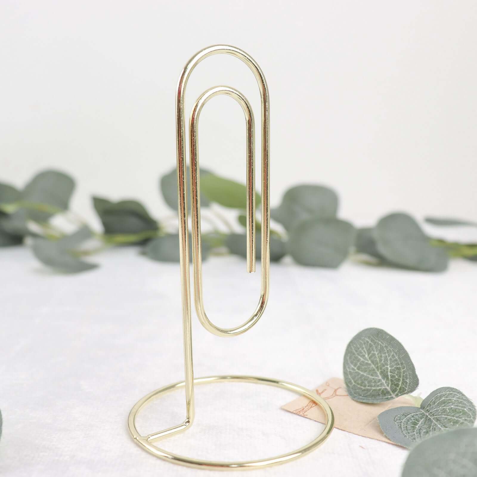 5-Pack Metal Card Holder Stands Paperclip Design Gold - Table Number Stands and Wedding Menu Clips 5