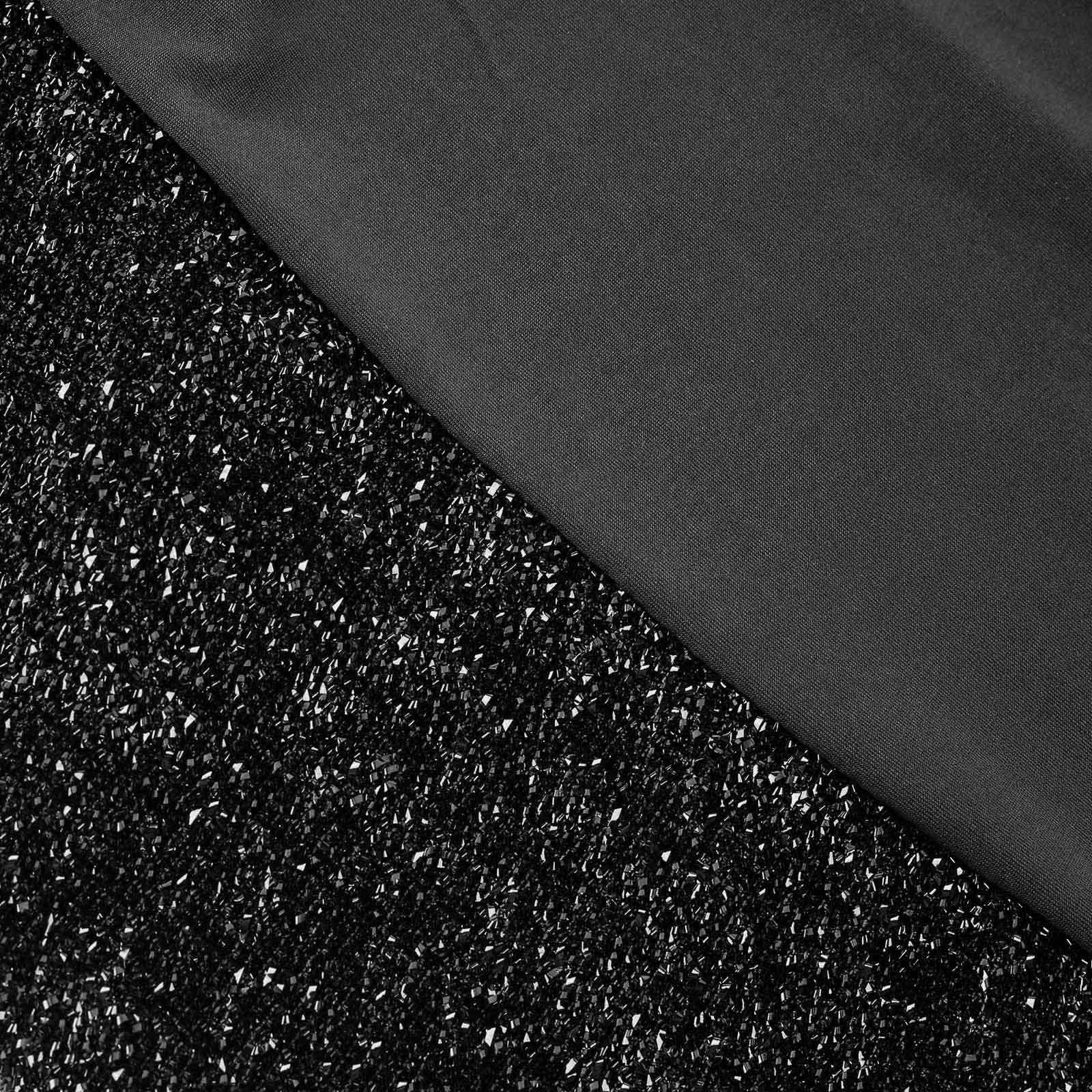 Spandex Chair Cover with Metallic Shimmer Tinsel Back for Banquet Chairs Black - Luxe Fitted Slipcover for Weddings & Parties