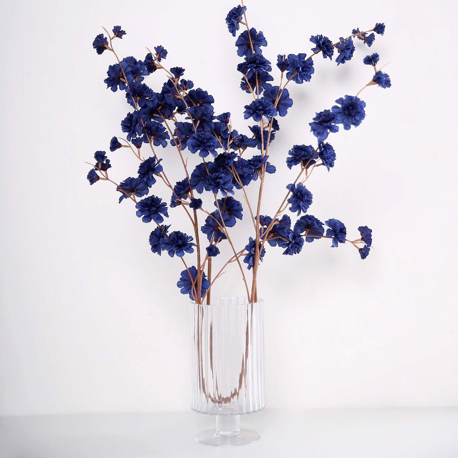 2 Branches 42 Tall Navy Blue Artificial Silk Carnation Flower Stems