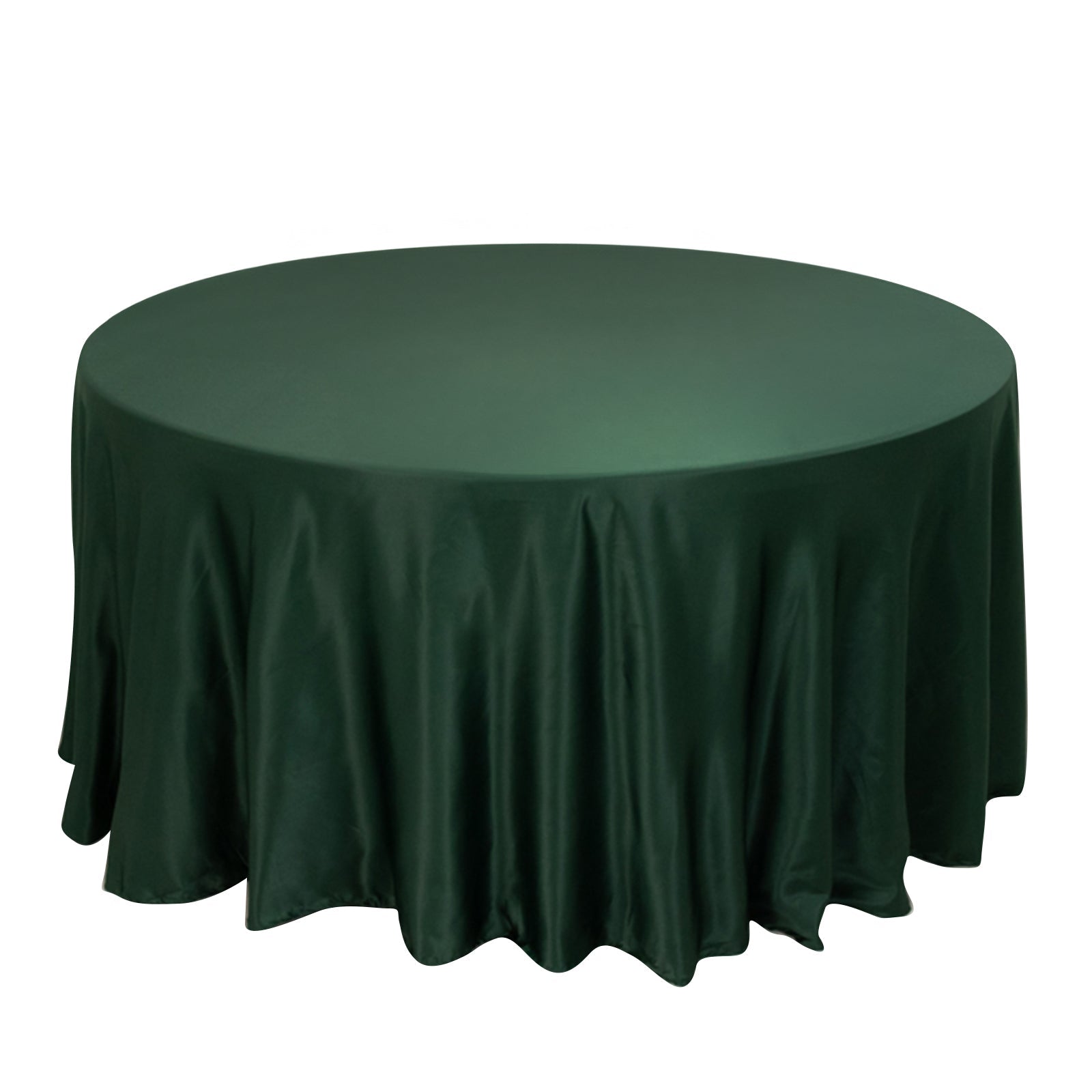 Lamour Satin 120 Round Tablecloth Hunter Emerald - Seamless Table Cover with Soft Tempered Sheen