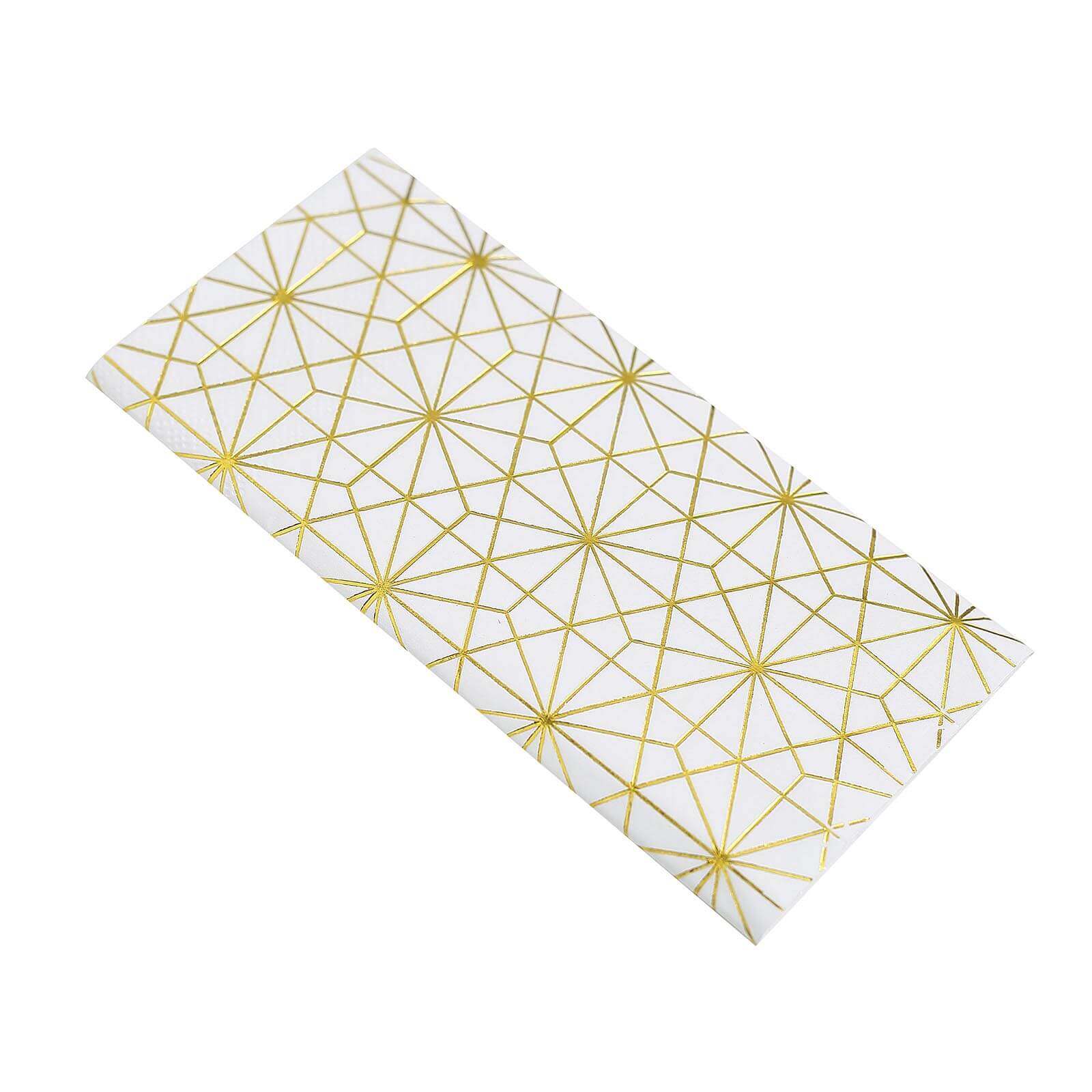 20-Pack Paper Dinner Napkins with Geometric Design Metallic Gold - Disposable 3 Ply Cocktail Napkins for Weddings