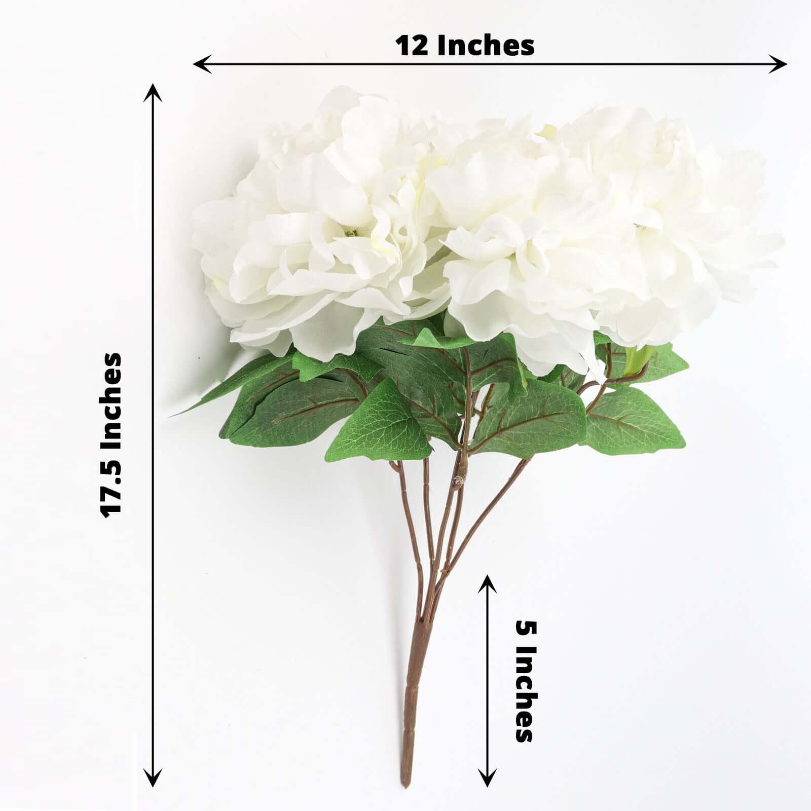 2 Bushes 17 White Artificial Silk Peony Flower Bouquets, Real Touch Peonies Spray