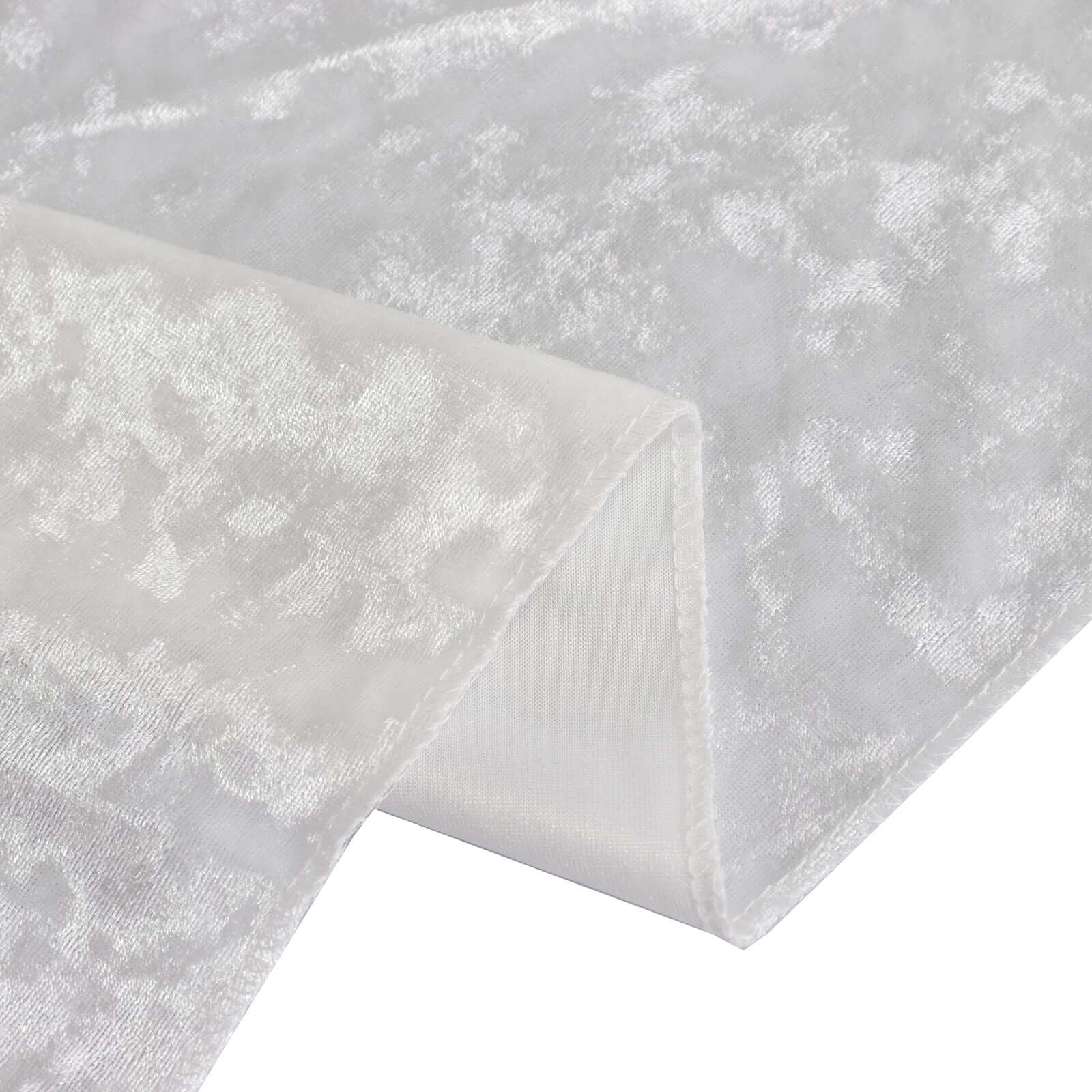 Premium Crushed Velvet 90x132 Rectangle Tablecloth White - Reusable Soft & Graceful Seamless Table Cover