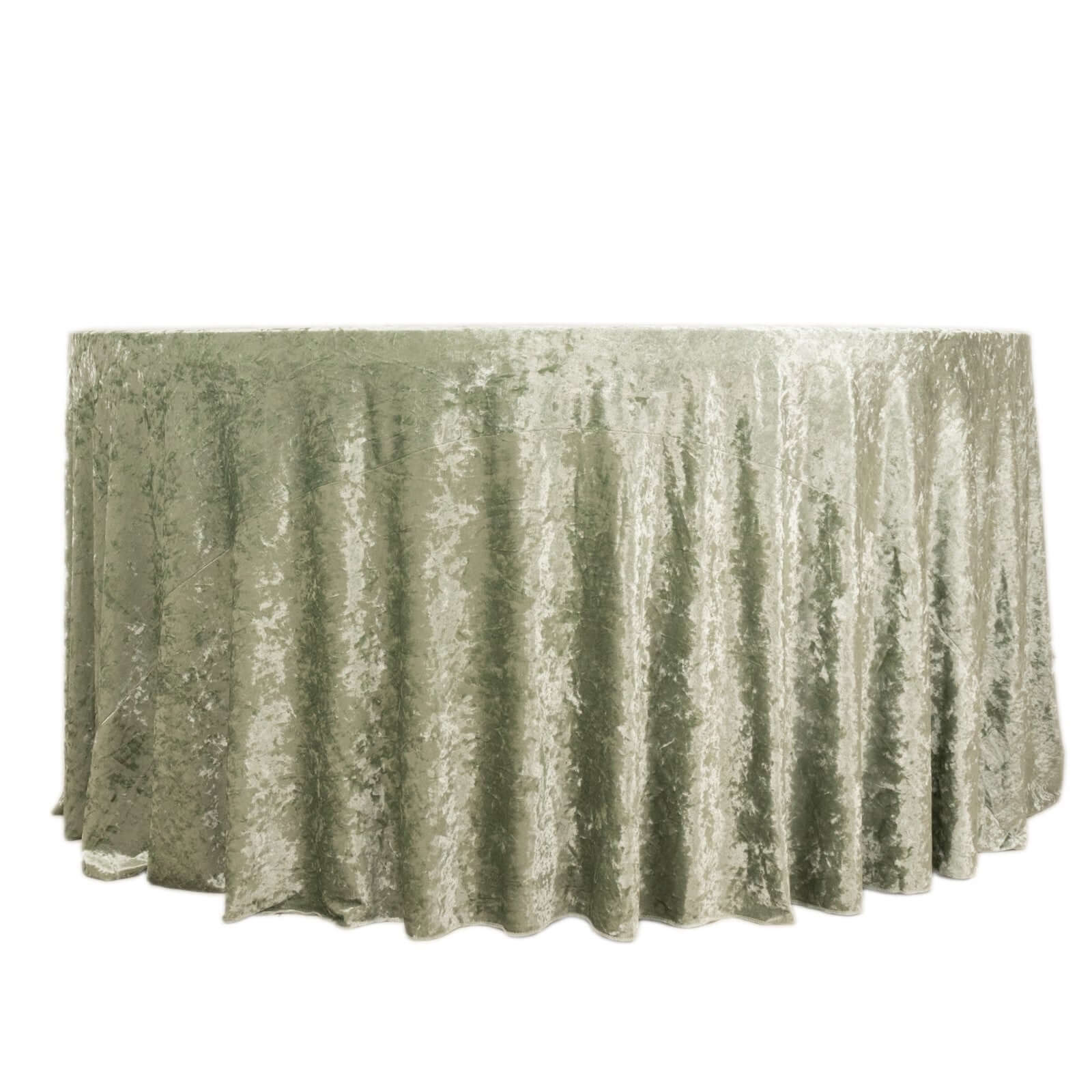 Premium Crushed Velvet 120 Round Tablecloth Sage Green - Reusable Soft & Stylish Seamless Table Cover