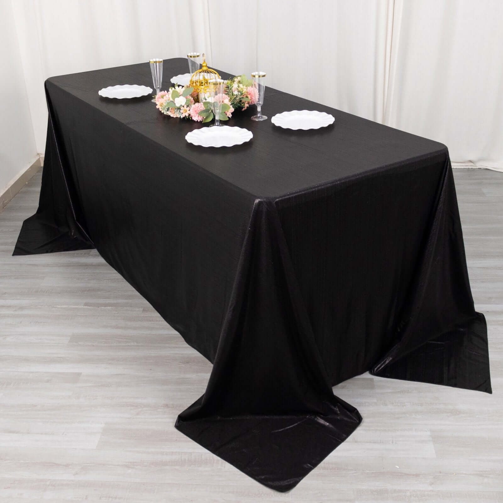 Sequin Dots Polyester 90x132 Rectangle Tablecloth Shimmering Black - Seamless, Glittering & Wrinkle Free Table Cover