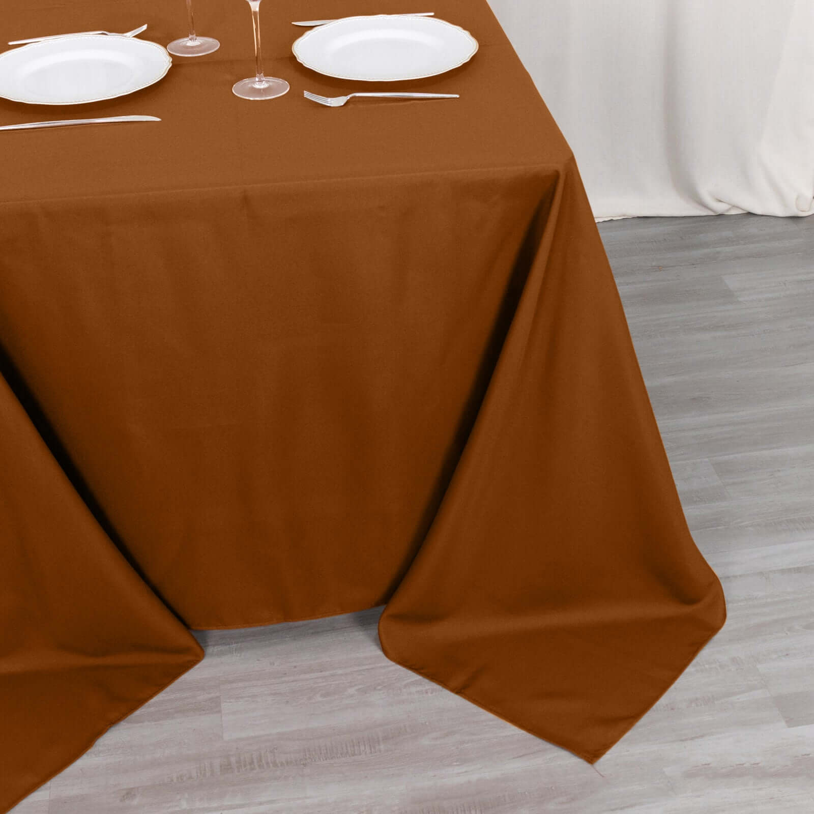 Polyester Square 90x90 Tablecloth Cinnamon Brown - Wrinkle-Resistant & Durable Table Cover