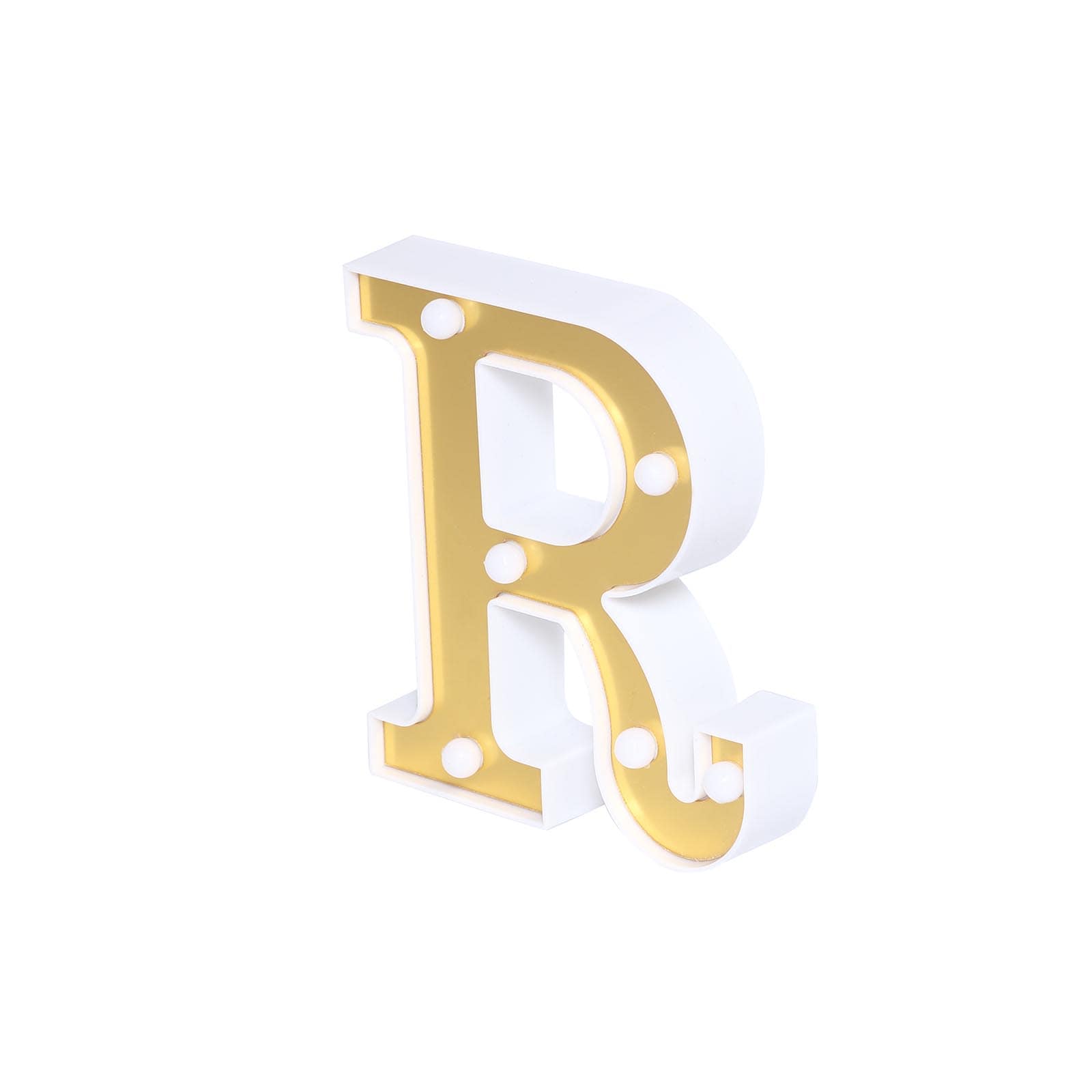 3D Marquee Letter R Warm White 6 LED Lights Gold - Chic Light-Up Decor for Events 6