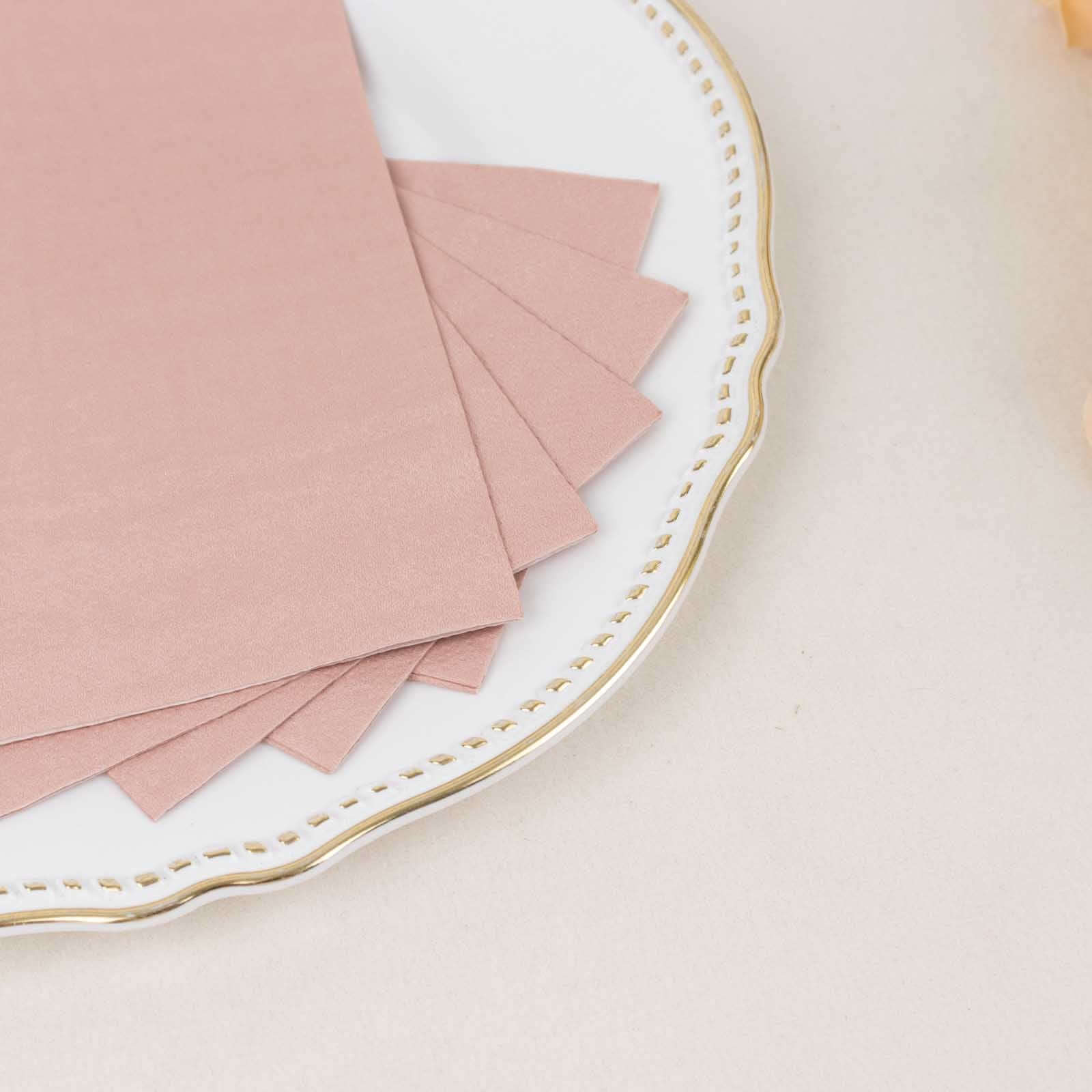 50-Pack Paper Napkins Soft Dusty Rose - Disposable 2-Ply Cocktail and Beverage Napkins for Weddings