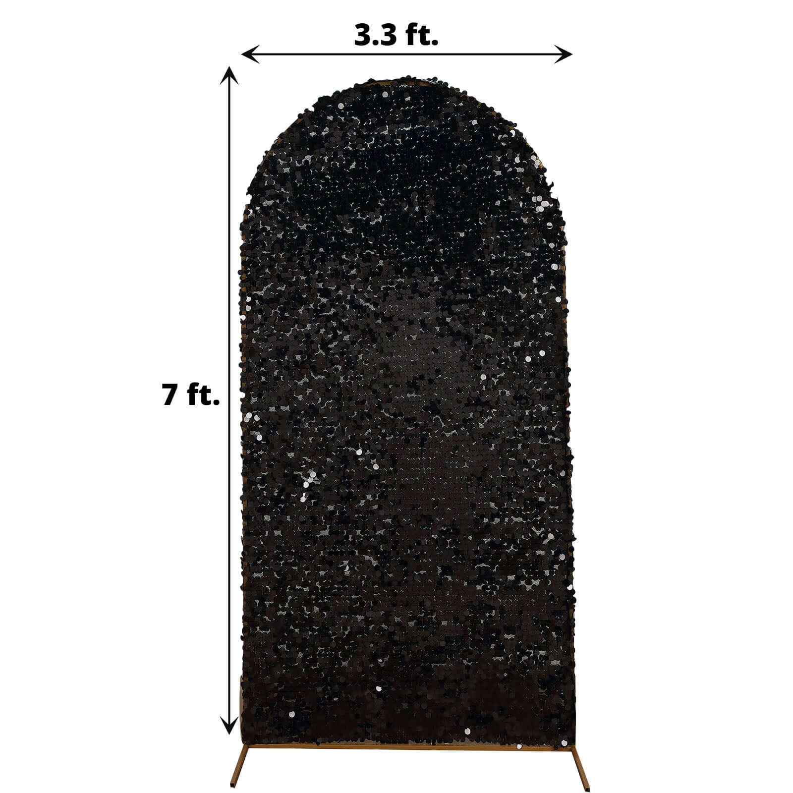 7ft Sparkly Black Double Sided Big Payette Sequin Chiara Backdrop Stand Cover For Fitted Round Top Wedding Arch
