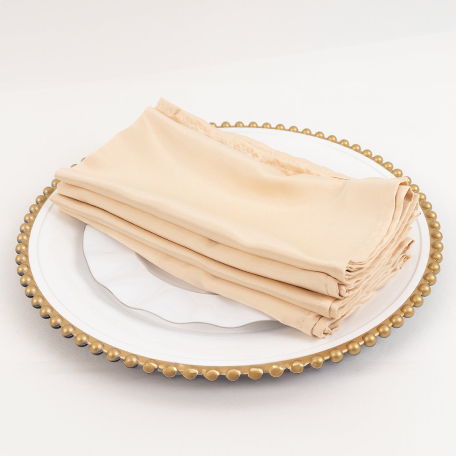 5 Pack Lamour Satin 20x20 Napkins Beige - Soft Matte Finish Dinner Napkins