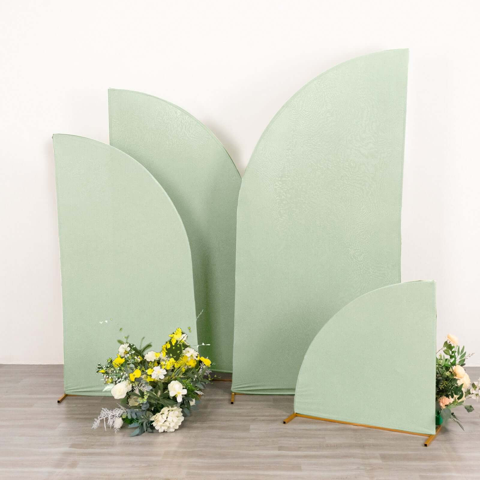 Set of 4 Matte Sage Green Spandex Half Moon Chiara Backdrop Stand Covers, Custom Fitted Wedding Arch Covers - 2.5ft,5ft,6ft,7ft