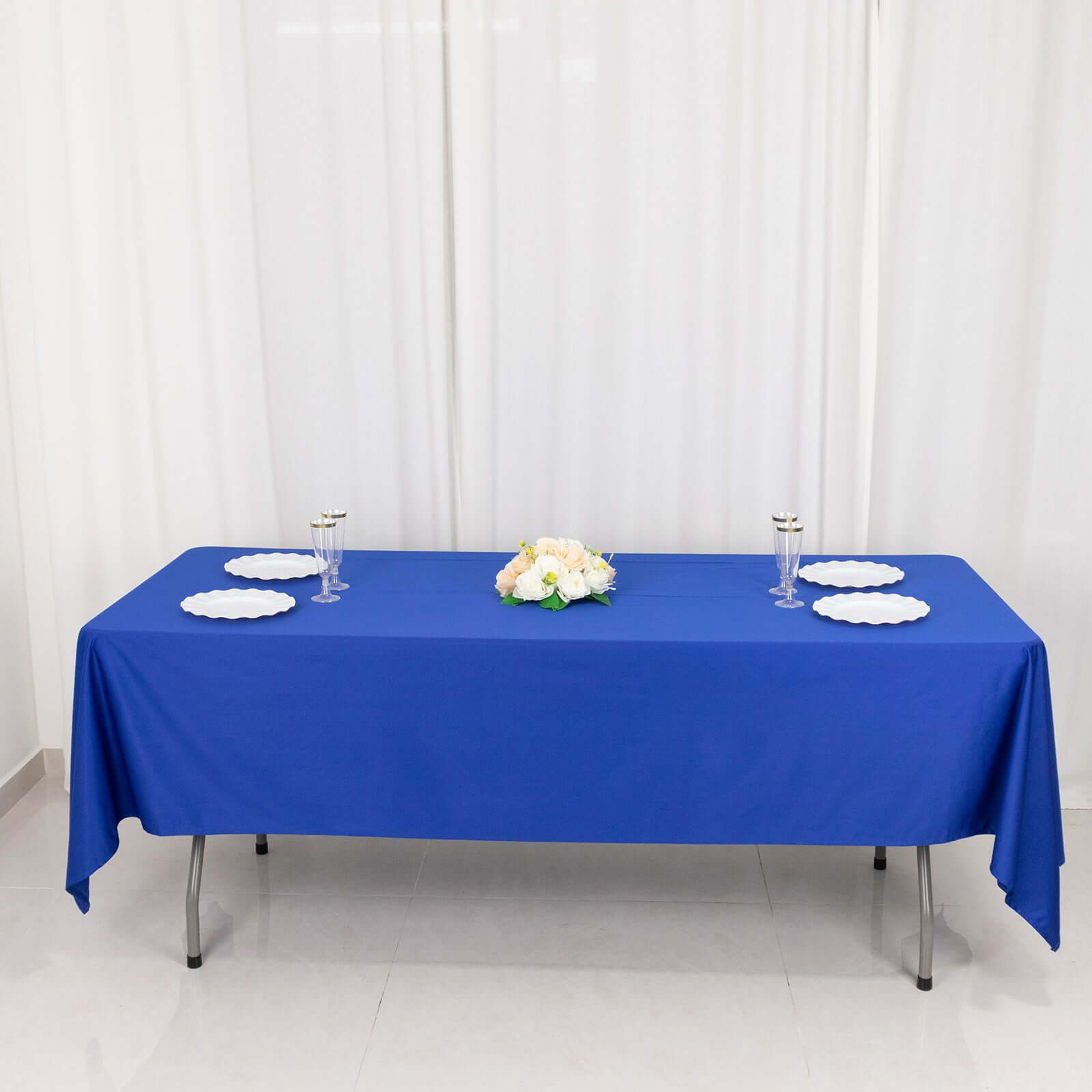Premium Scuba Rectangular 60x102 Tablecloth Royal Blue - Wrinkle Free & Stain Resistant Table Cover