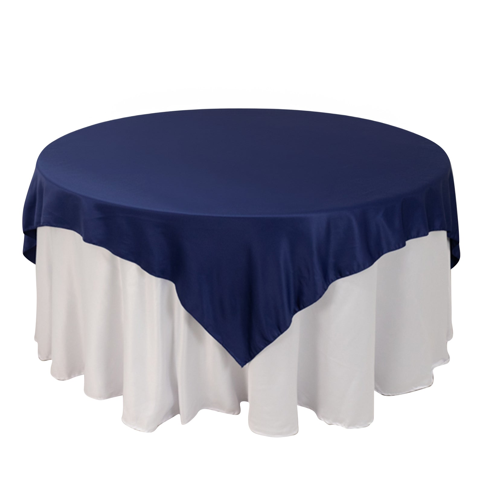 Lamour Satin 72x72 Table Overlay Square Tablecloth Navy Blue - Smooth Finish Table Topper
