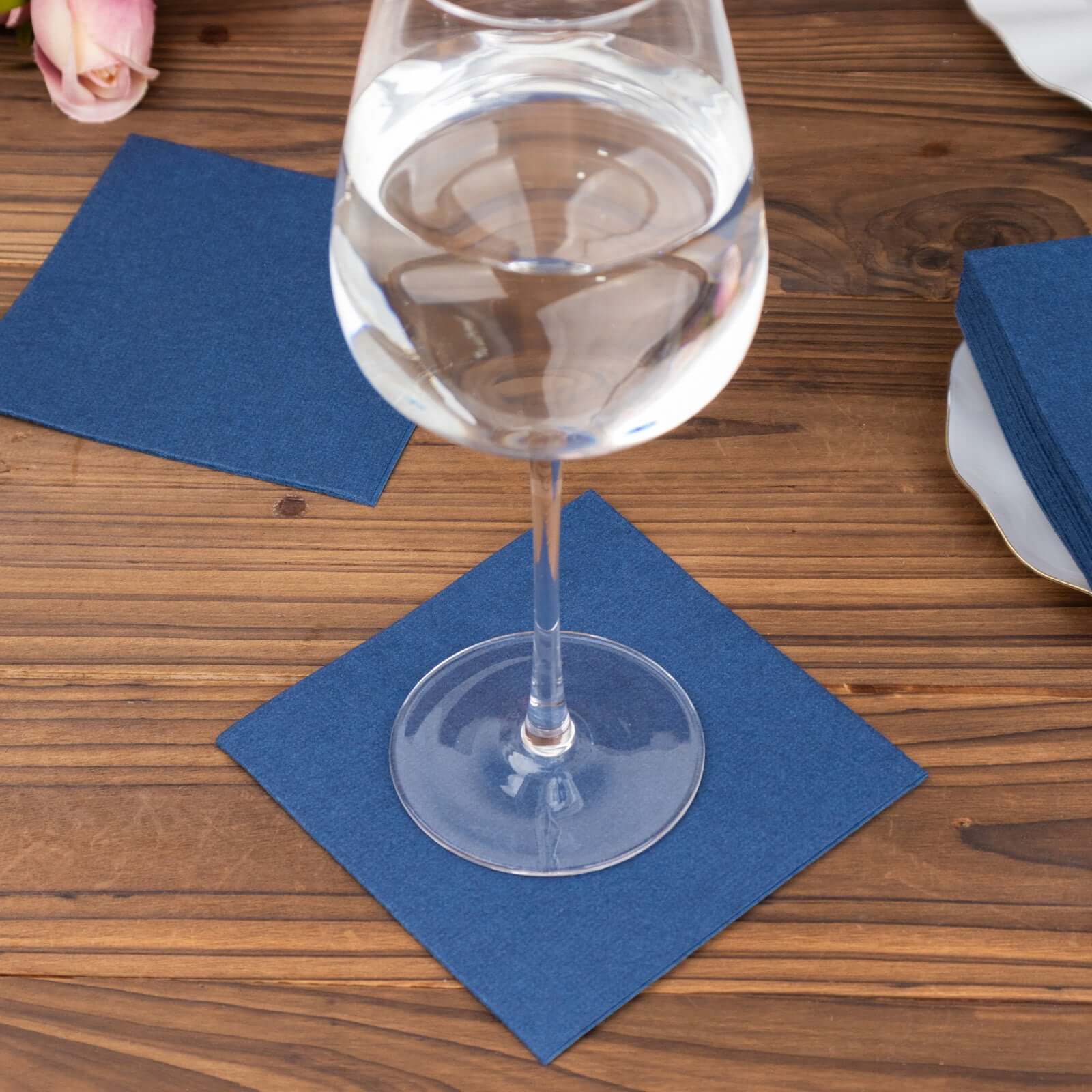 20-Pack Paper Linen-Like Cocktail Napkins Navy Blue - Disposable 5x5 Airlaid Soft Napkins