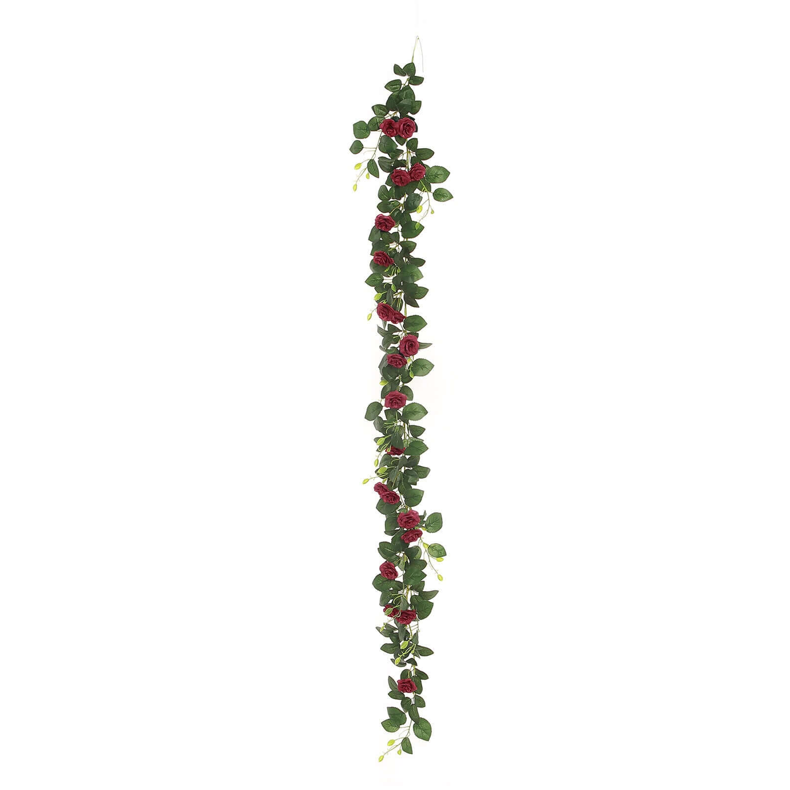 6ft 20 Burgundy Artificial Silk Roses Flower Garland, Hanging Vine