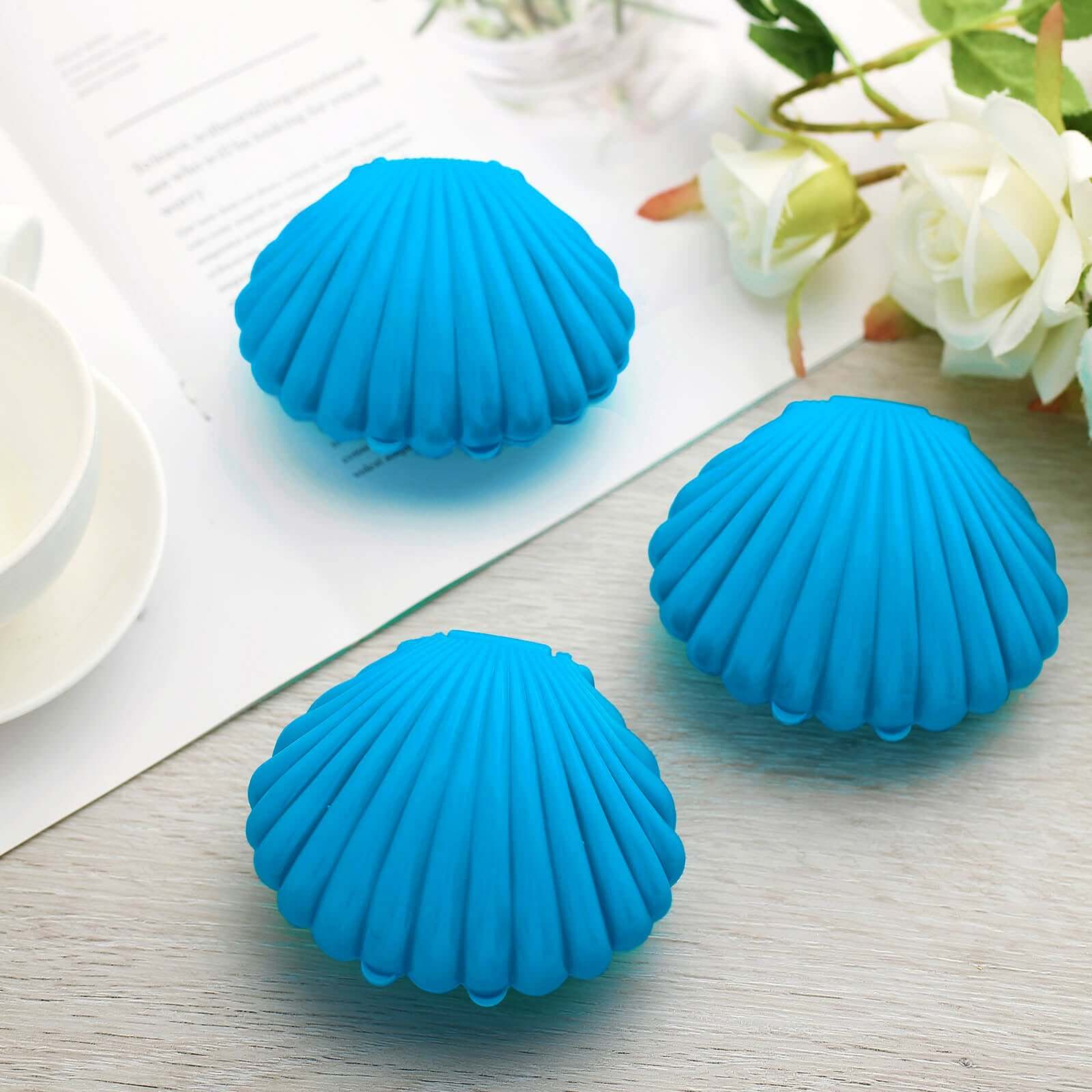 12-Pack Seashell Candy Container Gift Boxes Light Blue Beach Theme - Decorative Mini Favor Boxes for Jewelry 3.5