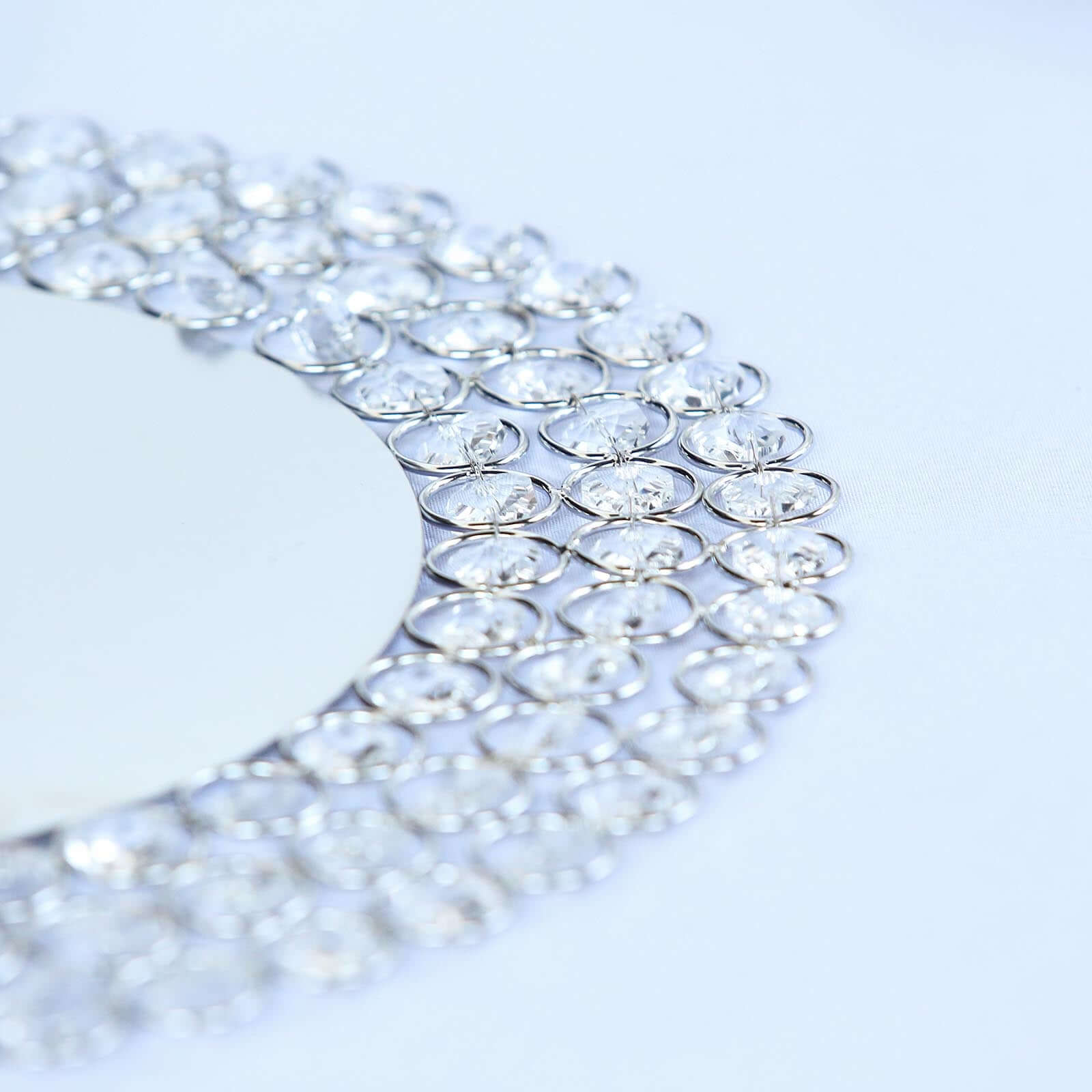 Wired Metal Round Charger Plate 14 in SIlver with Acrylic Crystal Beads, Glamorous Decorative Dinner Charger Tableware