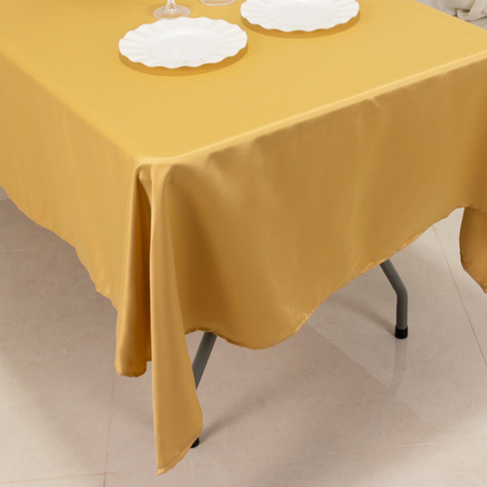 Lamour Satin 60x102 Rectangle Tablecloth Champagne - Durable & Silky Soft Feel Table Cover