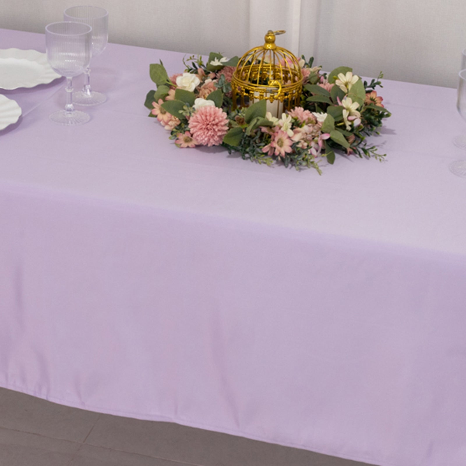 Lamour Satin 60x102 Rectangle Tablecloth Lavender Lilac - Durable & Silky Soft Feel Table Cover