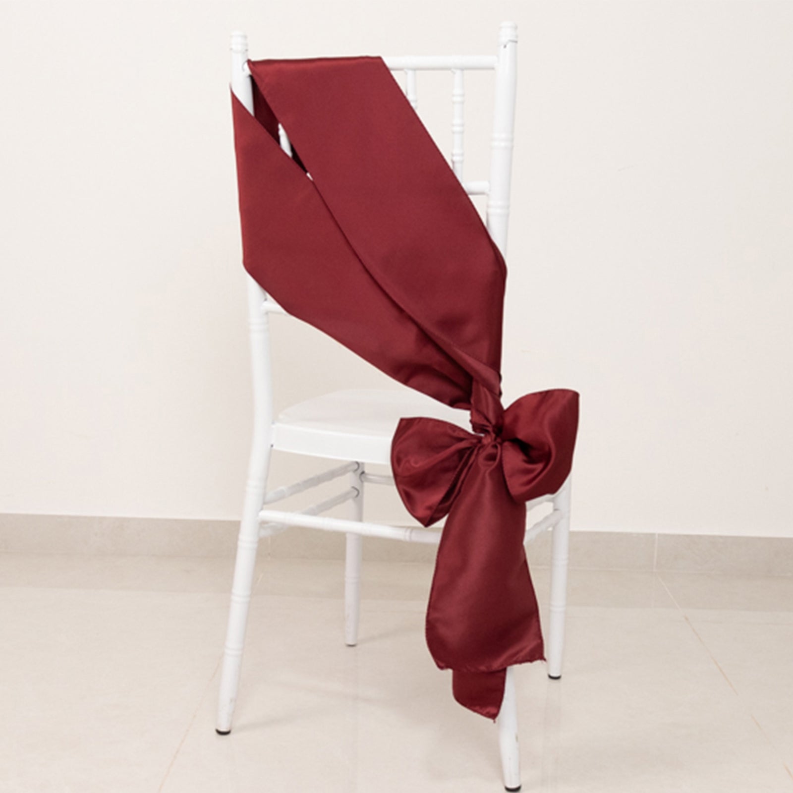 5 Pack Lamour Satin 6x106 Chair Sashes Burgundy - Stylish Reusable Decorative Bows