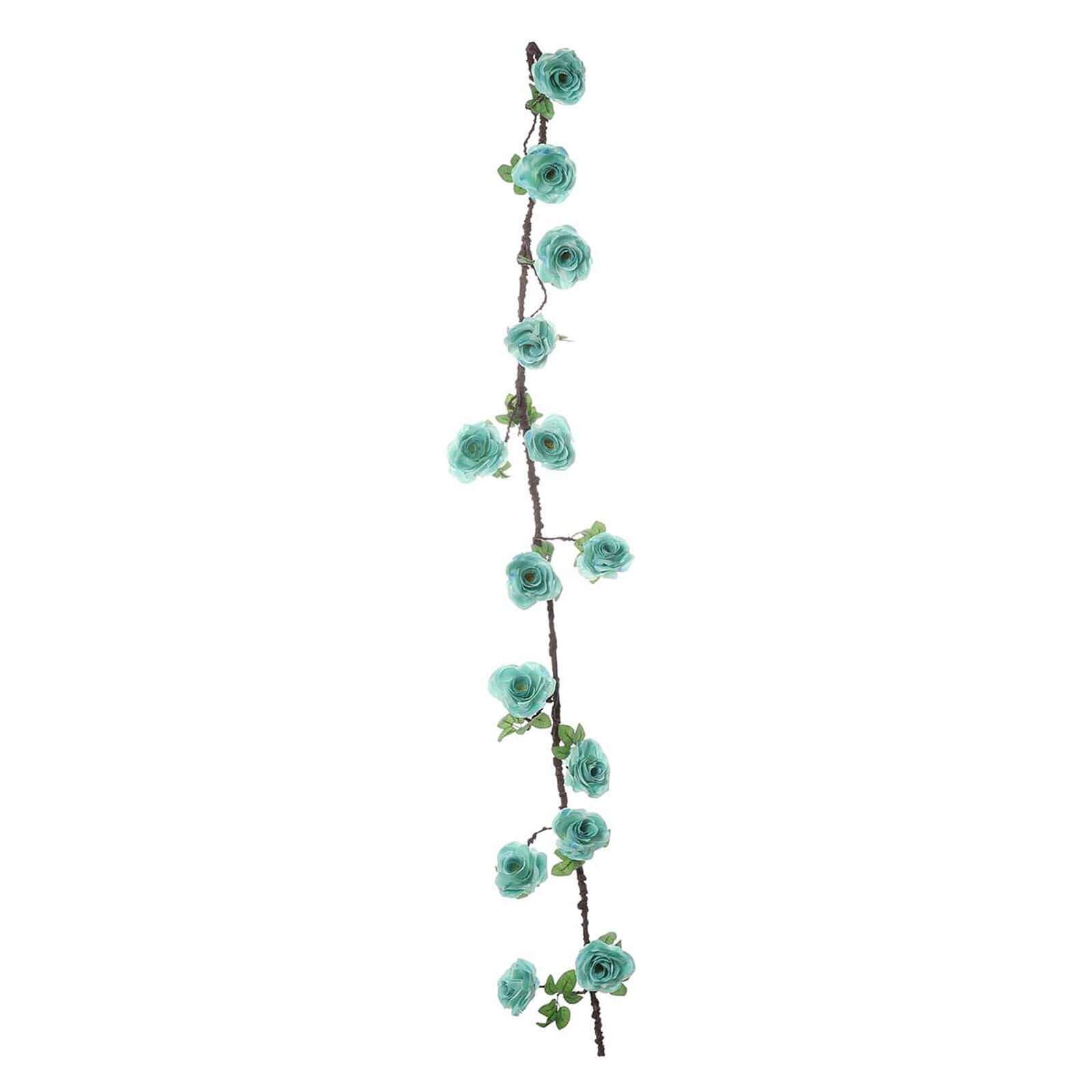 6ft Aqua Turquoise Artificial Silk Rose Hanging Flower Garland Vine