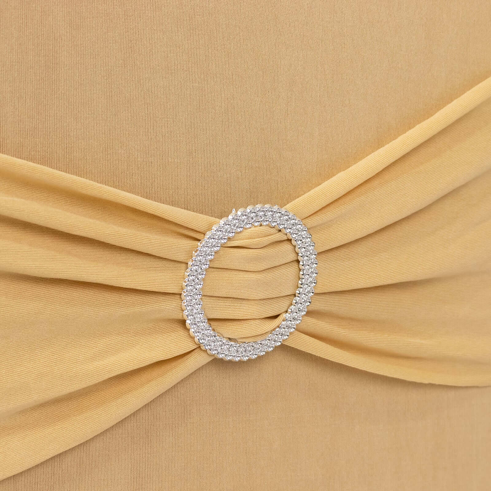 Spandex Chair Cover with Champagne Rhinestone Buckled Sash Band Blush - Stretch Fitted Slipcover